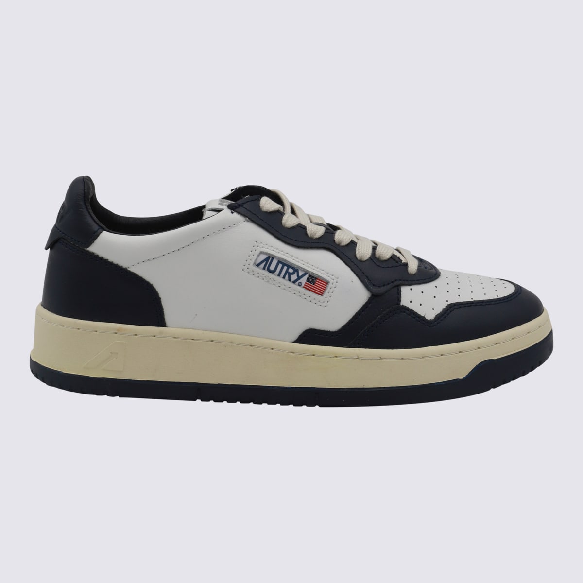 AUTRY WHITE AND BLUE LEATHER MEDALIST SNEAKERS 