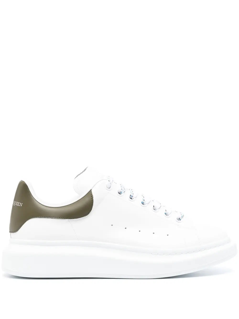 Shop Alexander Mcqueen Oversized Sneakers In White And Khaki Green