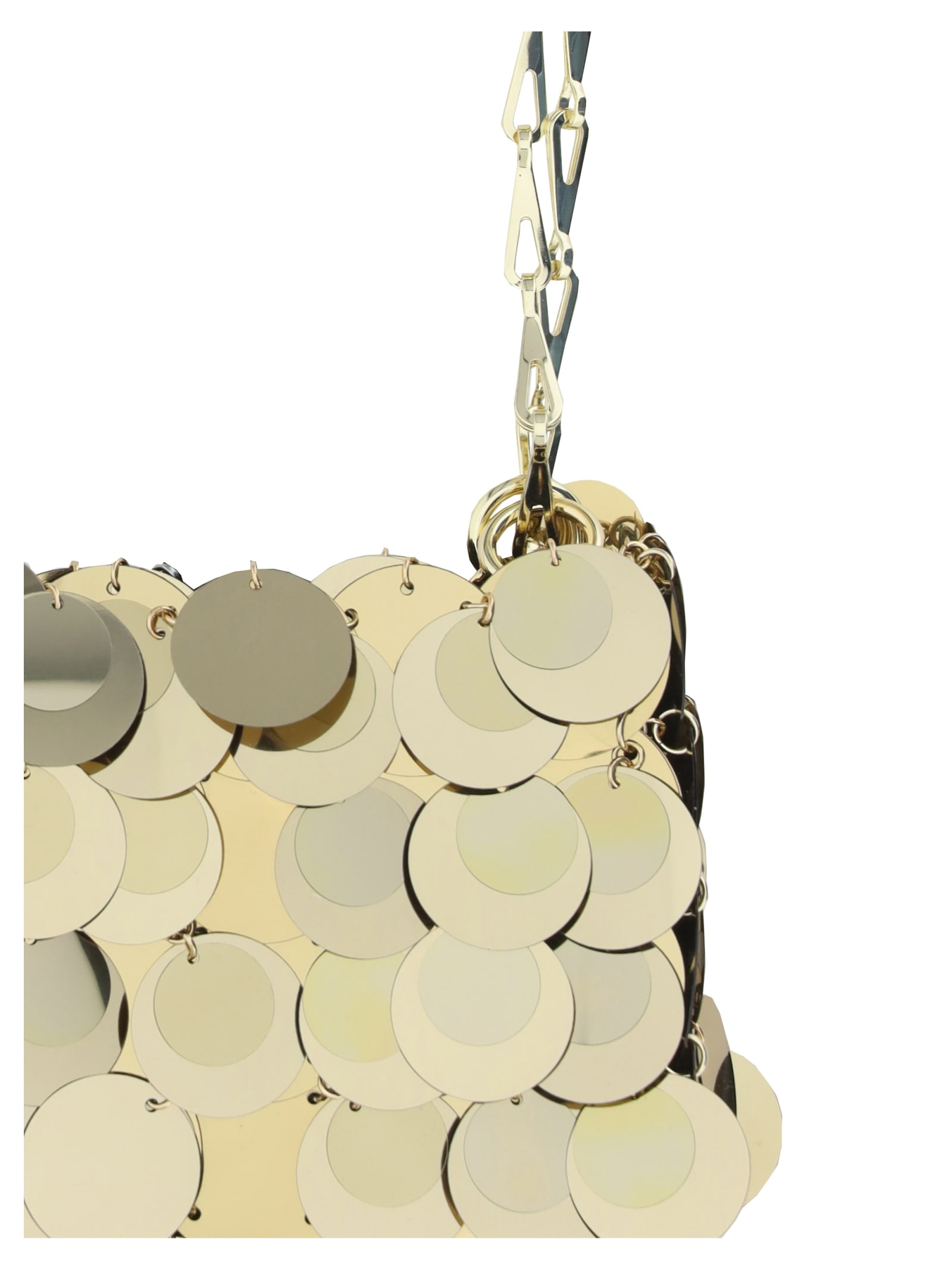 Shop Rabanne Sparkle Nano Shoulder Bag In Light Gold