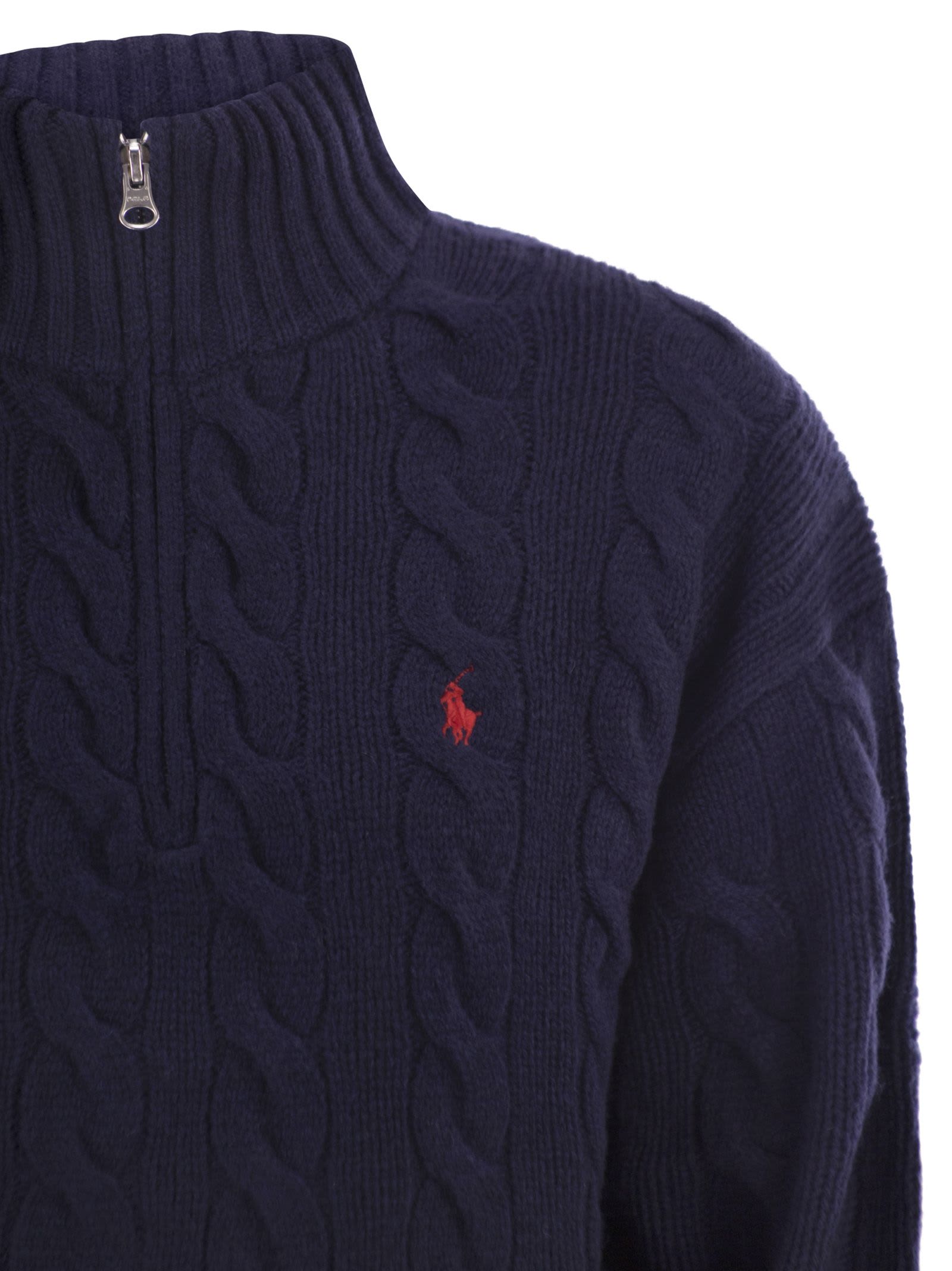Polo Ralph Lauren Wool And Cashmere Cable Knit Jumper In Blue