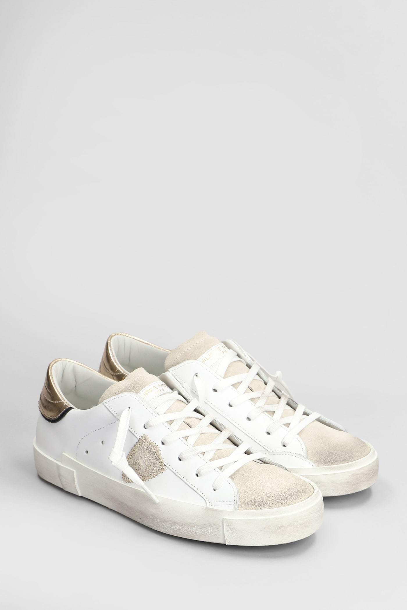Philippe Model Prsx Low Sneakers In White Leather In White