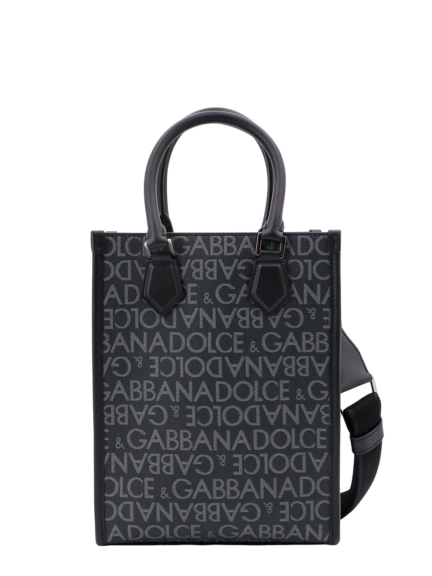 Dolce & Gabbana Logo-print Cotton-blend Tote Bag In Blue