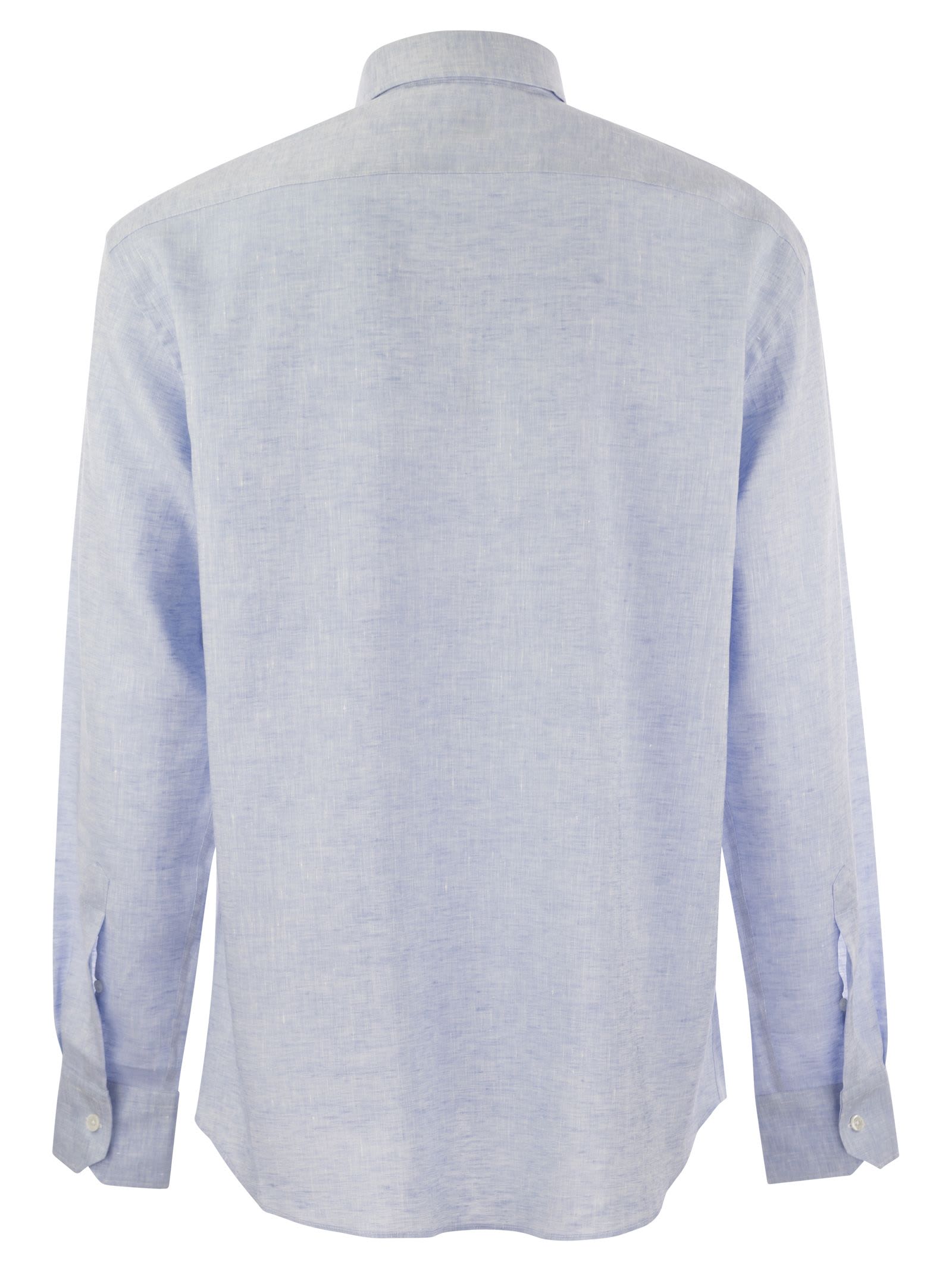Shop Fedeli Roby - Linen Shirt In Light Blue
