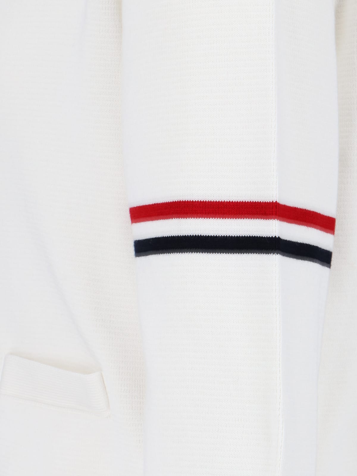 Shop Thom Browne Tricolor Detail Cardigan In White
