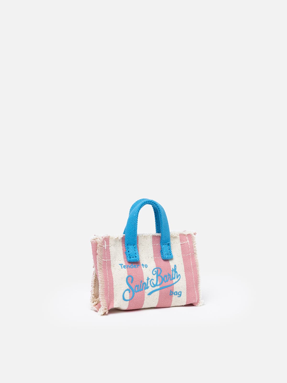 Mc2 Saint Barth Pink Striped Cotton Canvas Key Holder In Pink