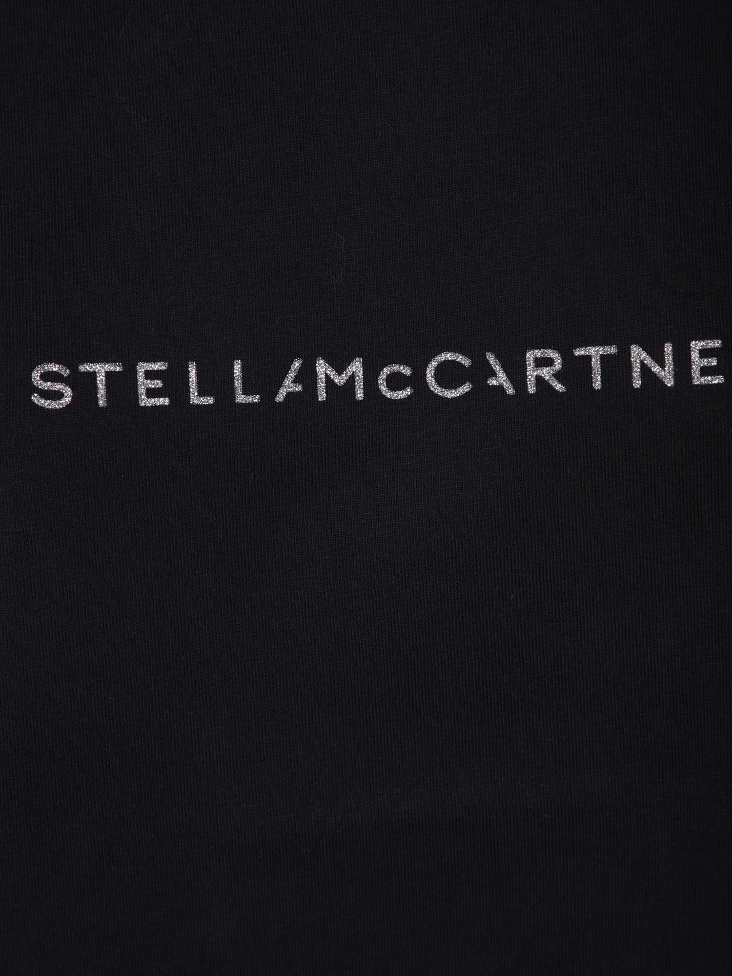 Shop Stella Mccartney Glitter Logo Black T-shirt In White