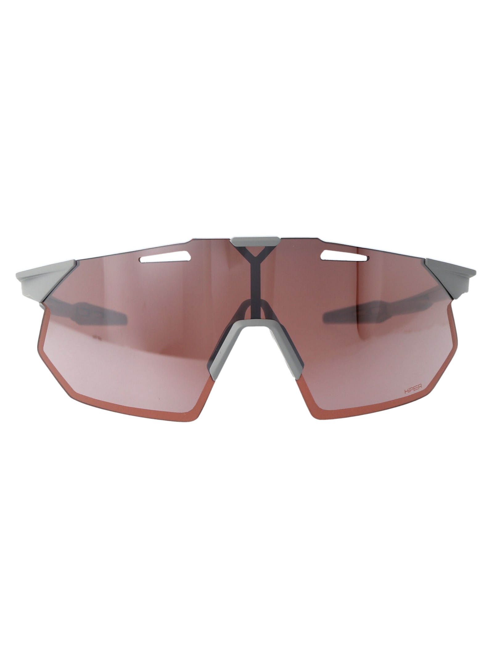 100% Hypercraft Sq Sunglasses In Matte Stone Grey - Hiper Crimson Silver Mirror Lens