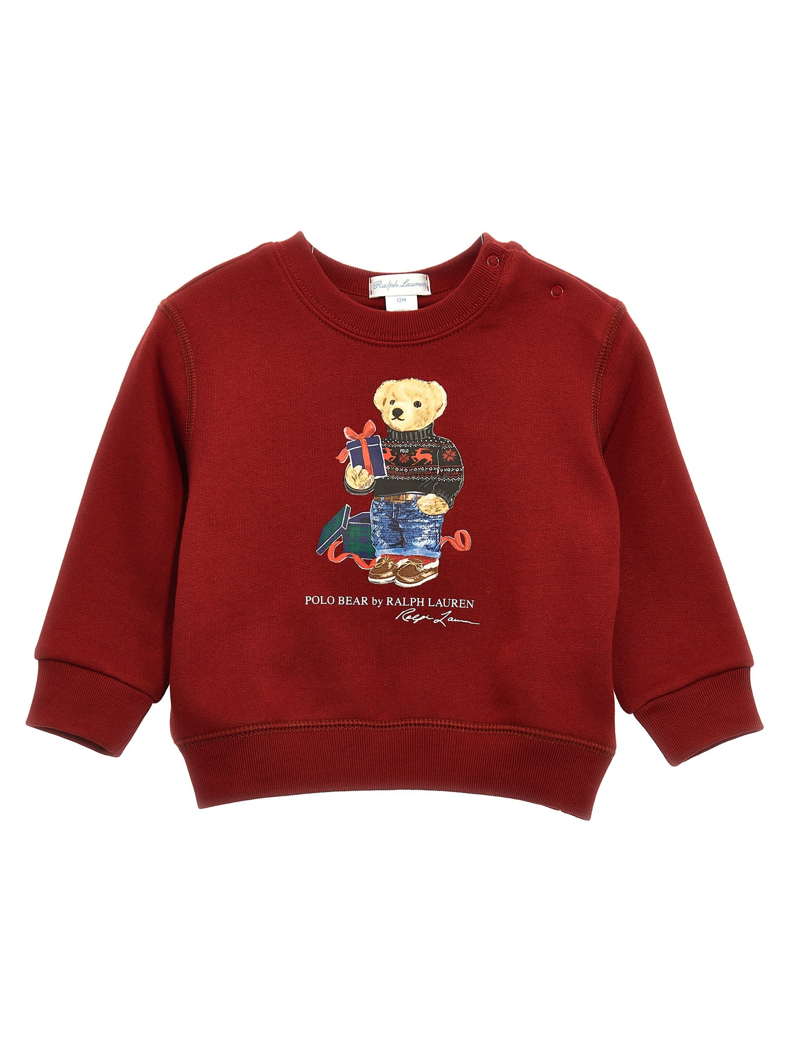 Polo Ralph Lauren Babies' Bear Sweatshirt In Bordeaux
