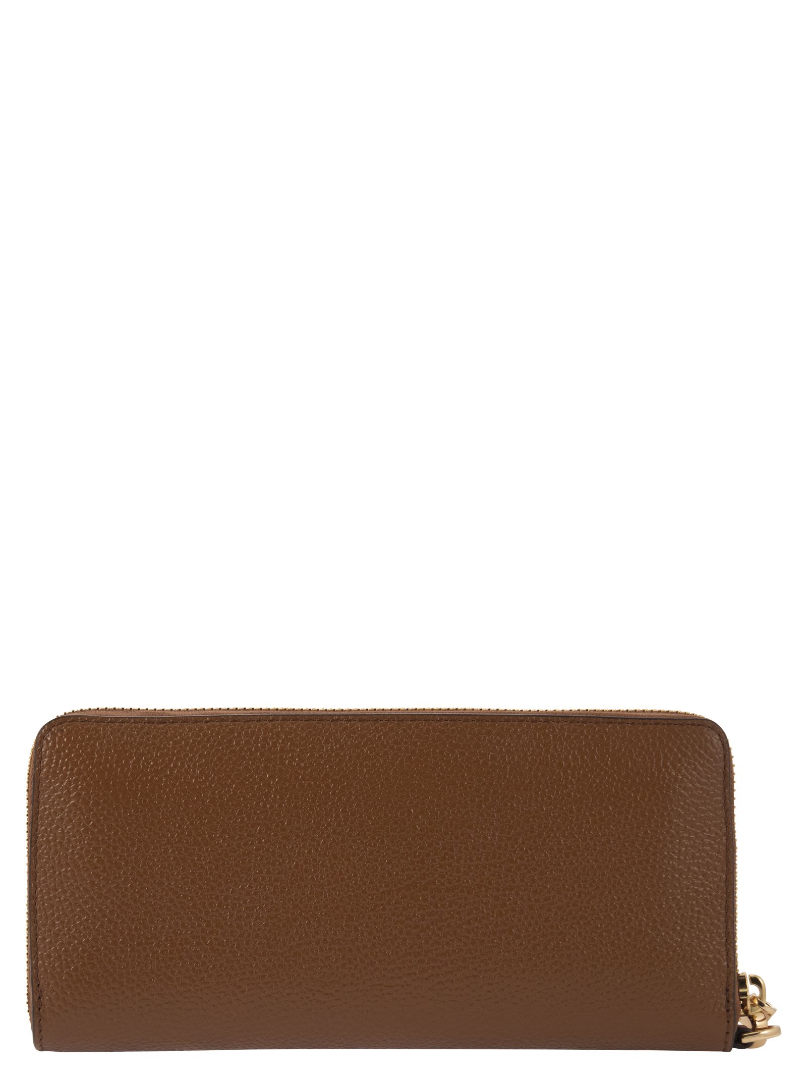 Shop Michael Kors Jet Set - Grained Leather Wallet In Brown