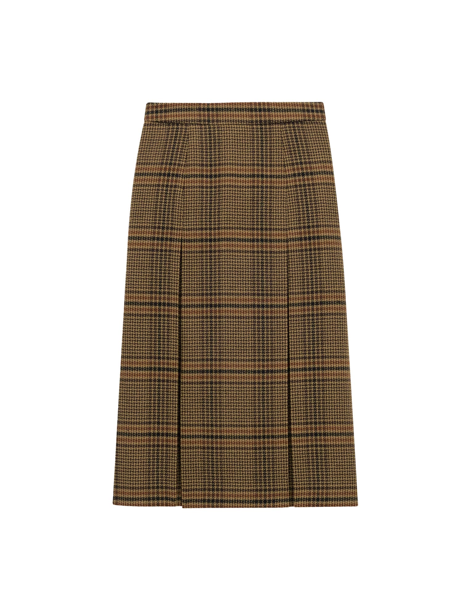 Saint Laurent Midi Skirt In Prince Of Wales Wool And Cashmere In Multi