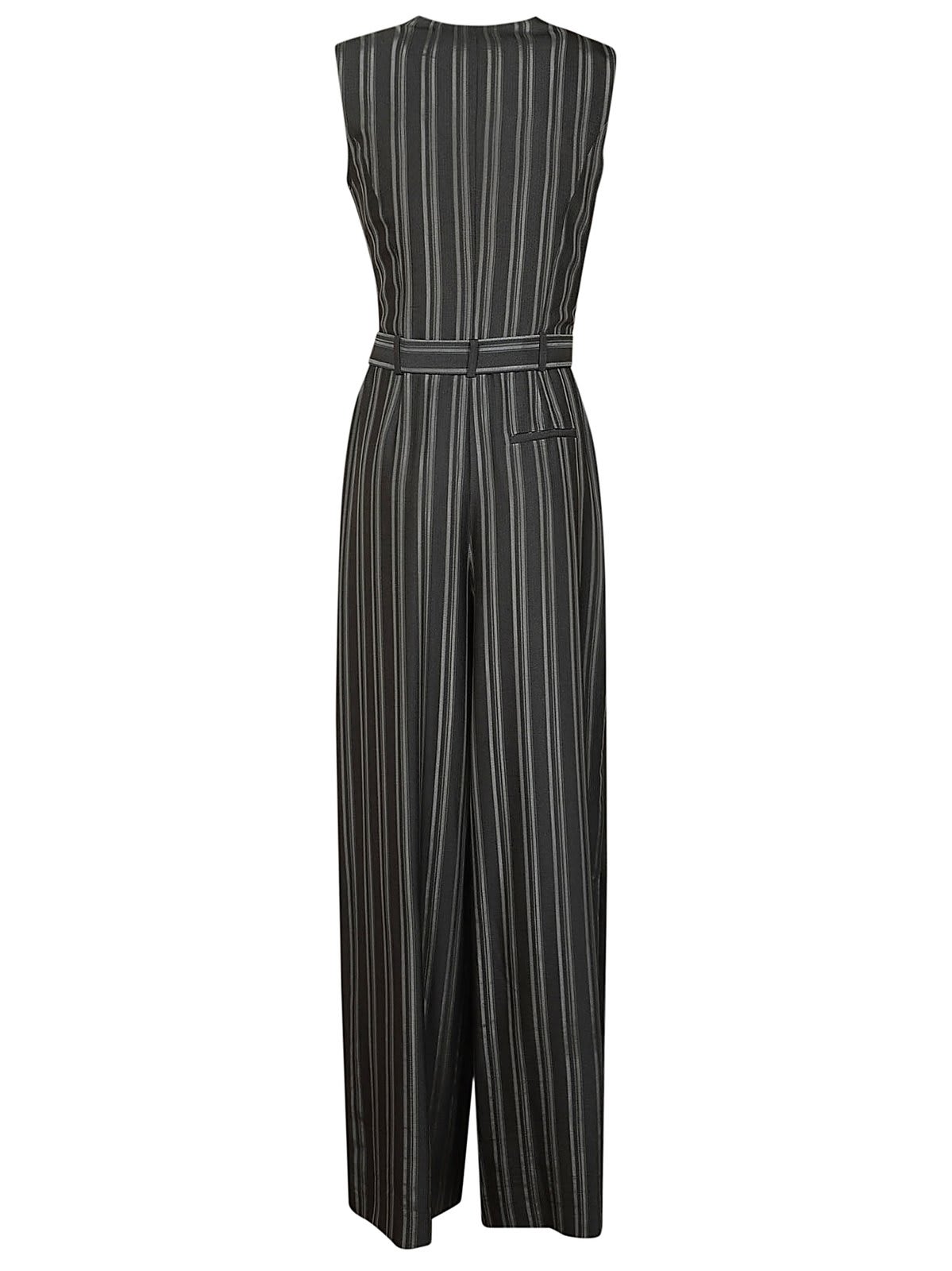 Shop Alberta Ferretti Wide Leg Striped Trousers In Grigio