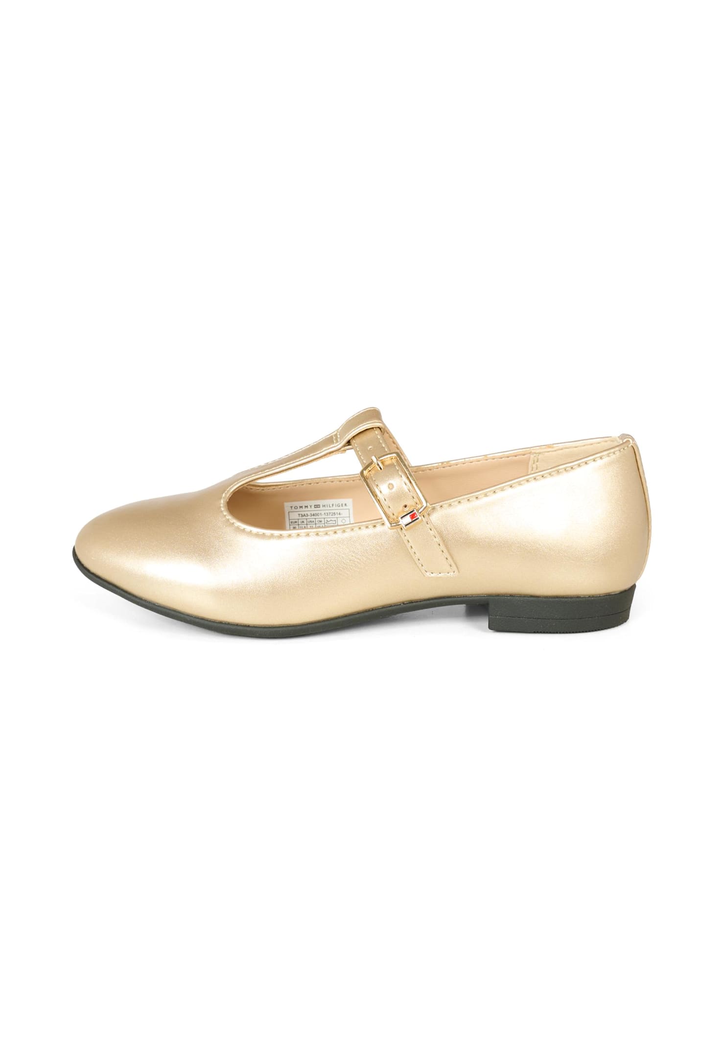 Tommy Hilfiger Golden Ballet Flats For Girl With Flag In Gold