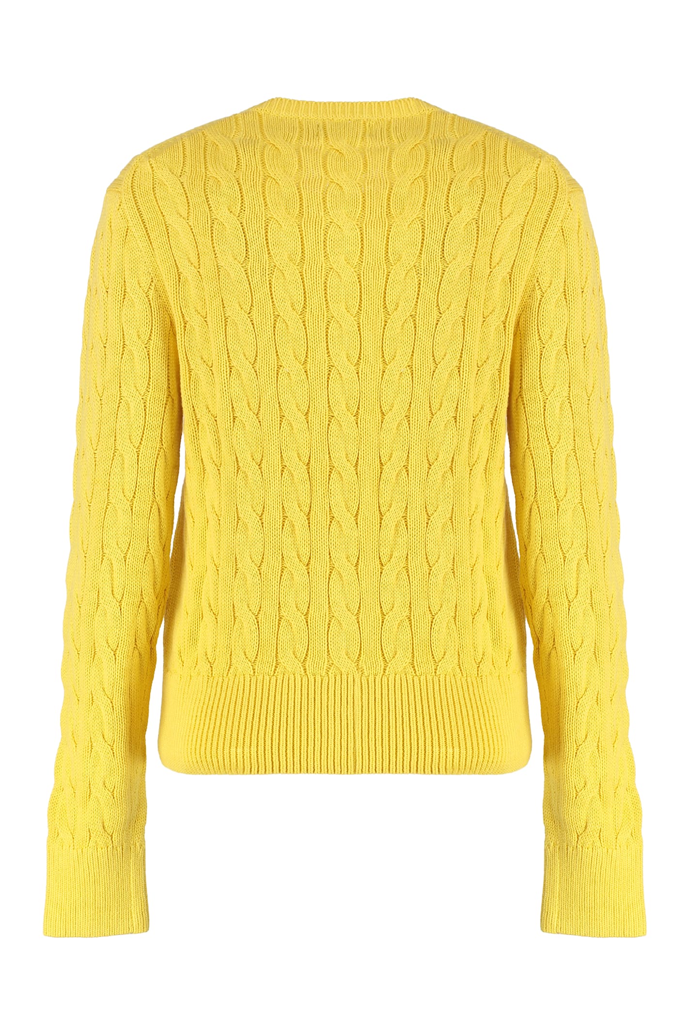 Polo Ralph Lauren Cardigan With Cable Knit In Cotton In Yellow