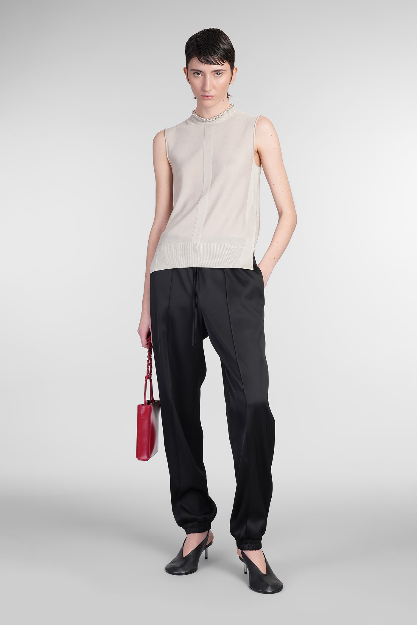 Jil Sander Tapered-leg Drawstring Trousers In Black