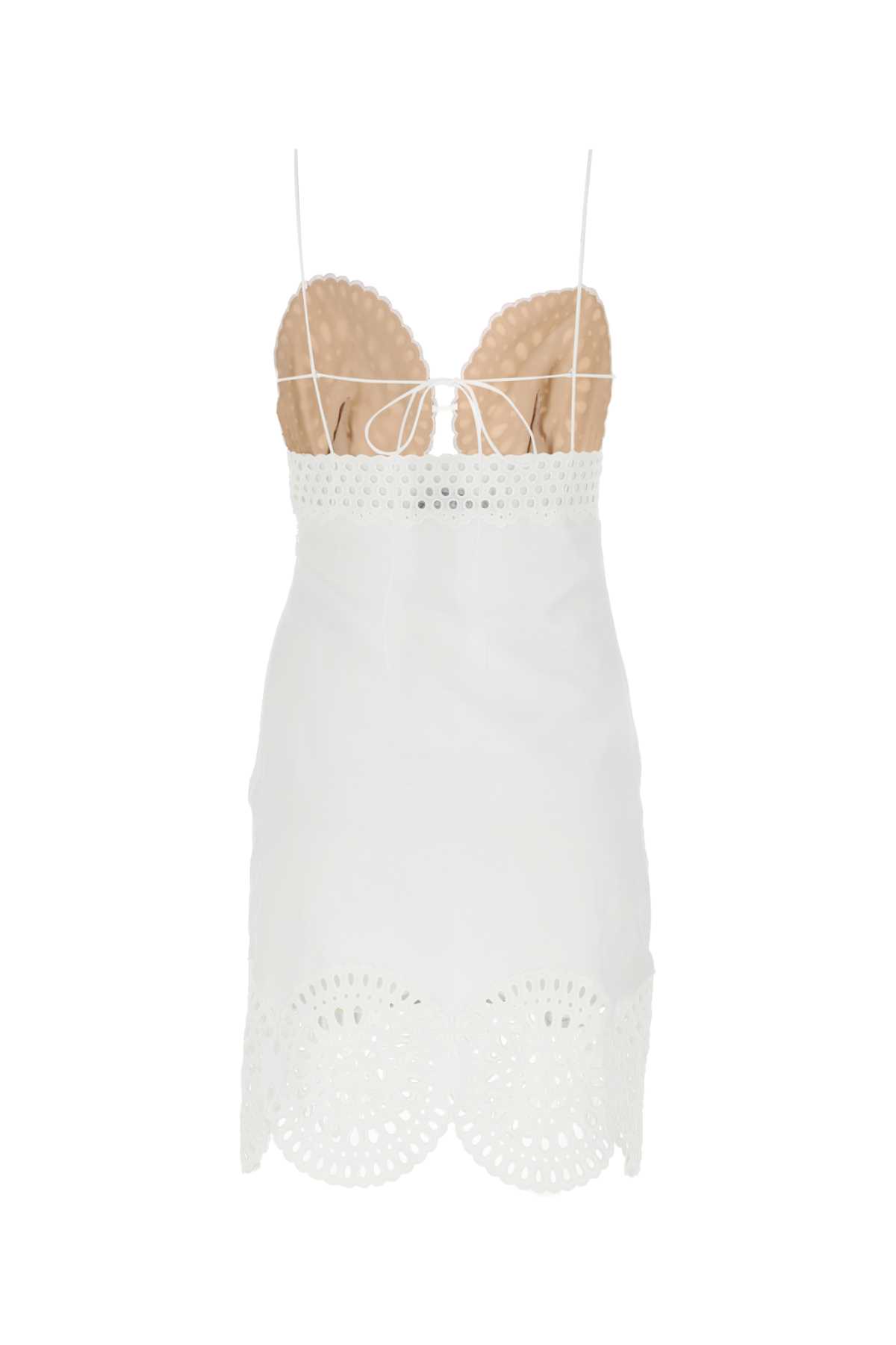 Stella Mccartney White Linen Blend Mini Dress In 9000