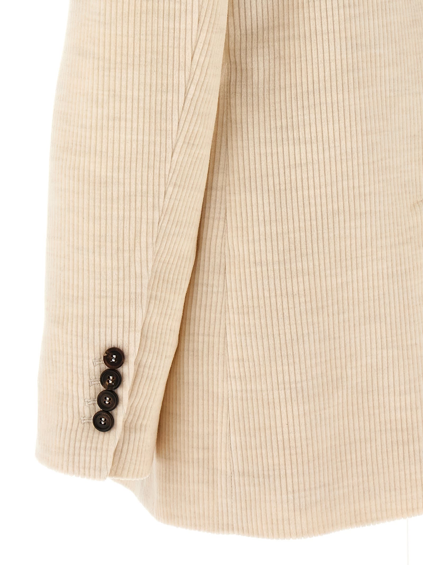 Shop Brunello Cucinelli Ribbed Velvet Blazer In Ivory