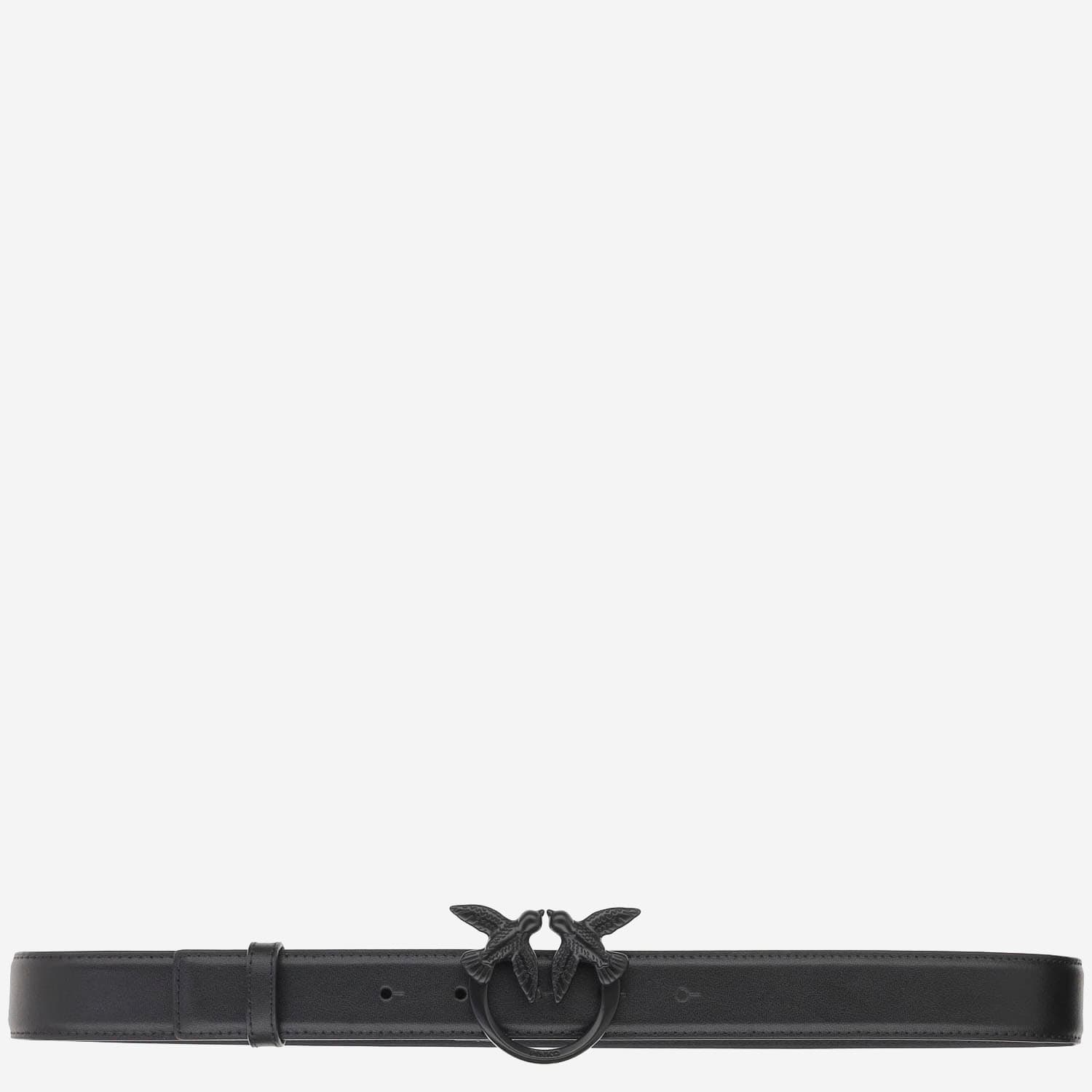 Pinko Love Berry Leather Belt In Black