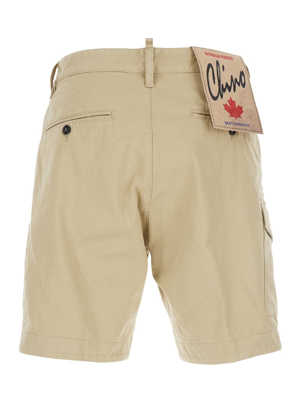 Dsquared2 Beige Bermuda With Asymmetric Cargo Pockets And Belt Loops In Cotton Man In Neutral