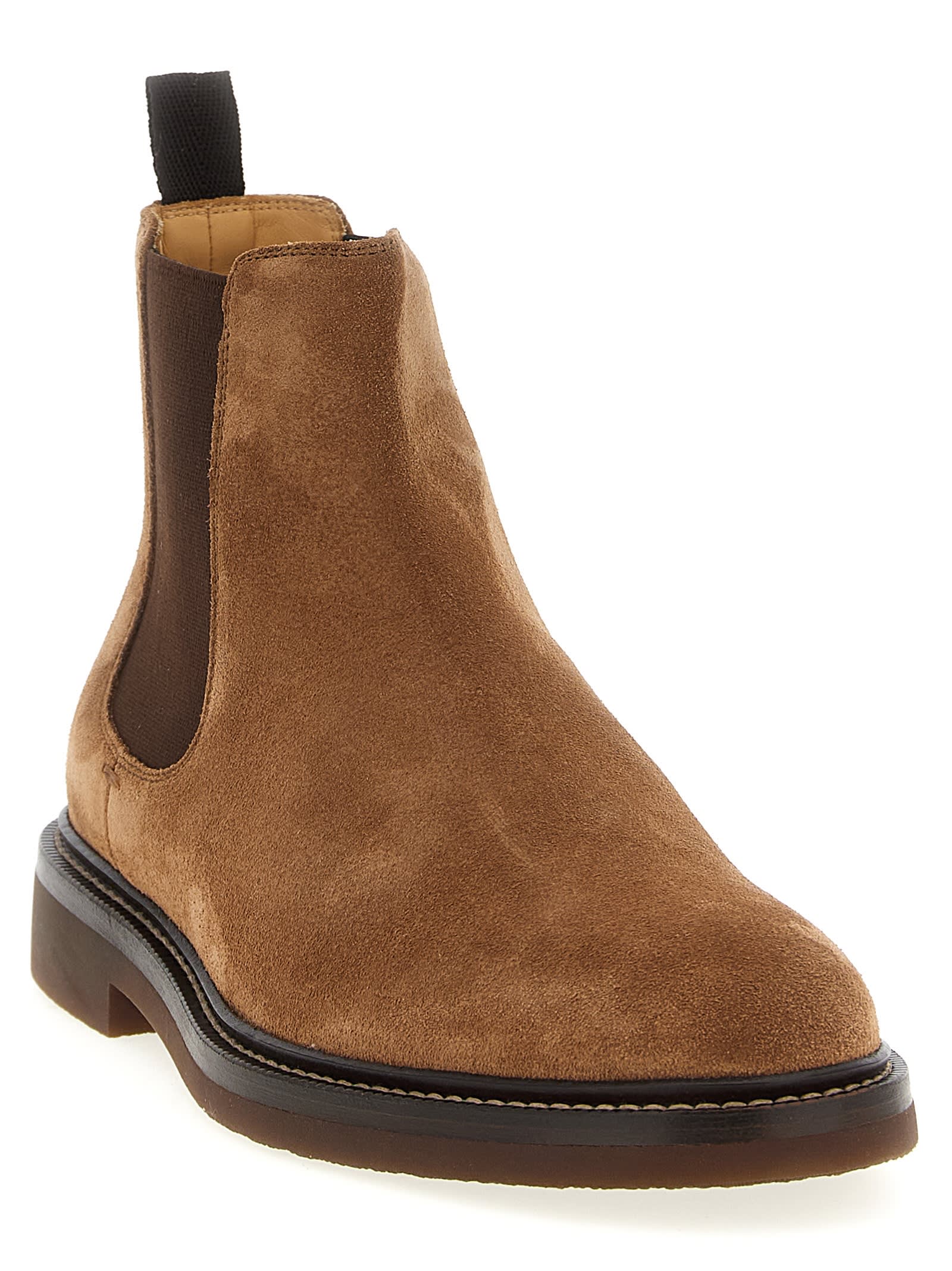 Brunello Cucinelli Chelsea Ankle Boots In Brown
