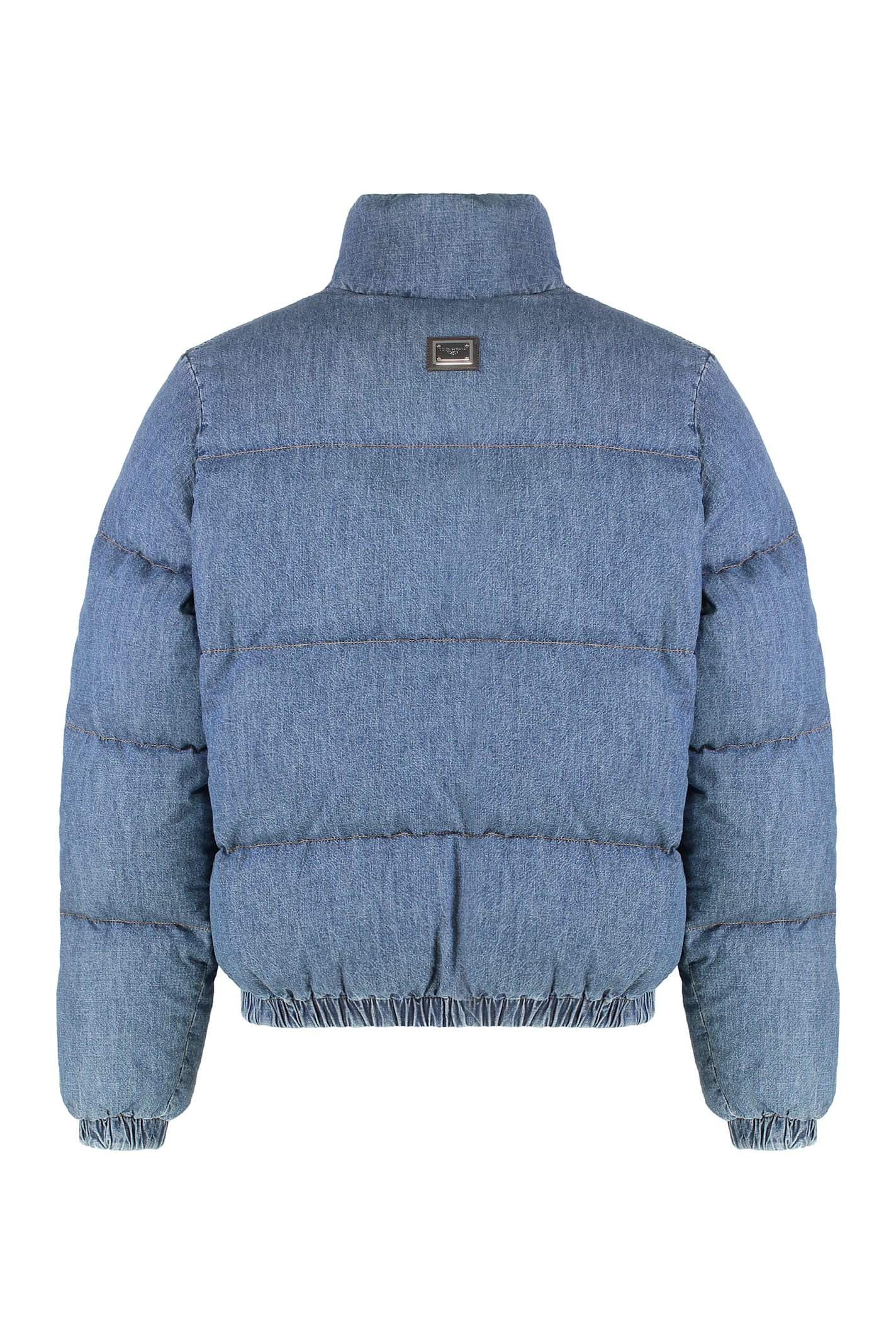 Dolce & Gabbana Puffer Jacket In Denim In Blue