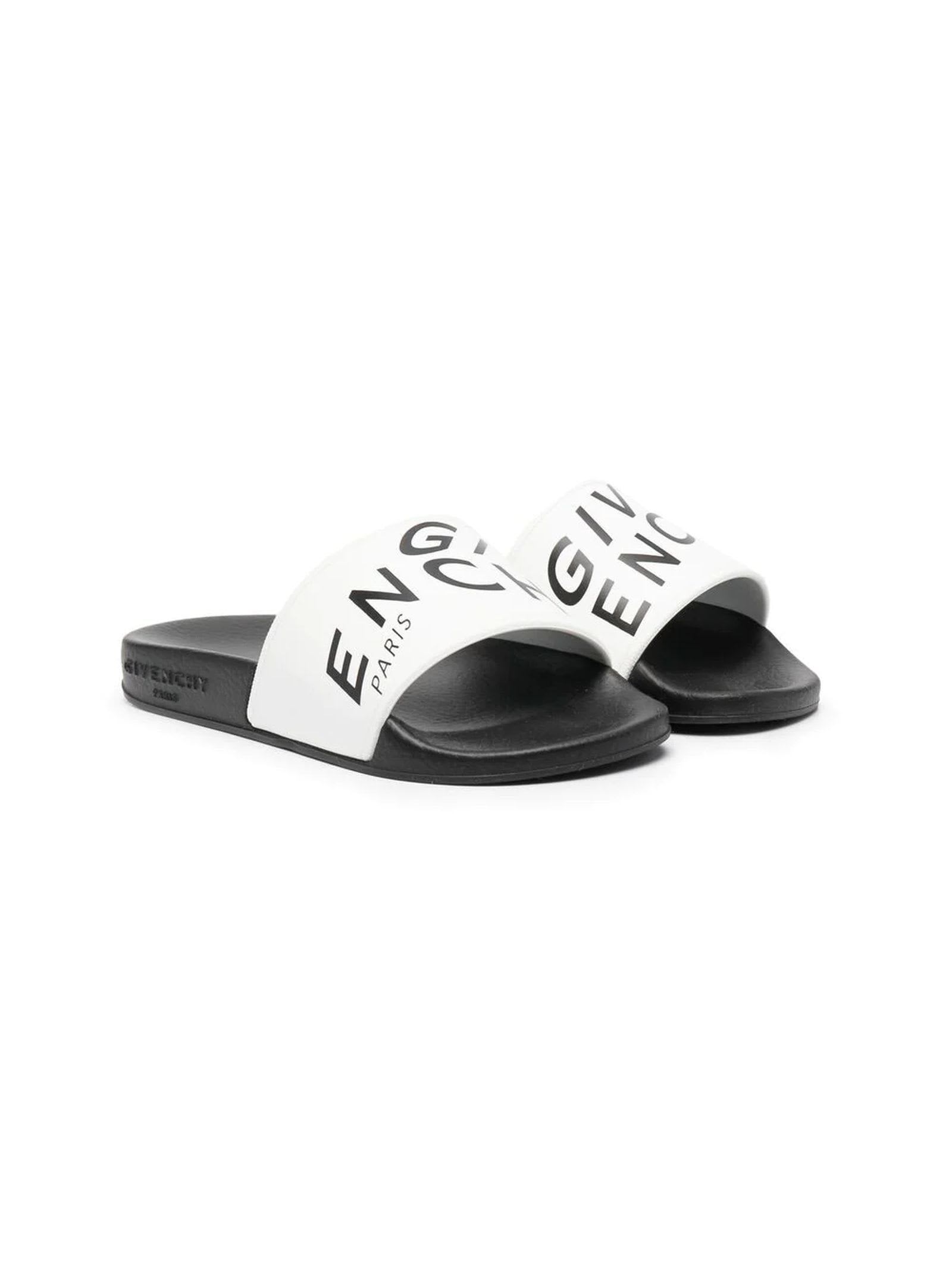 GIVENCHY WHITE AND BLACK RUBBER SANDALS,H29045 10B