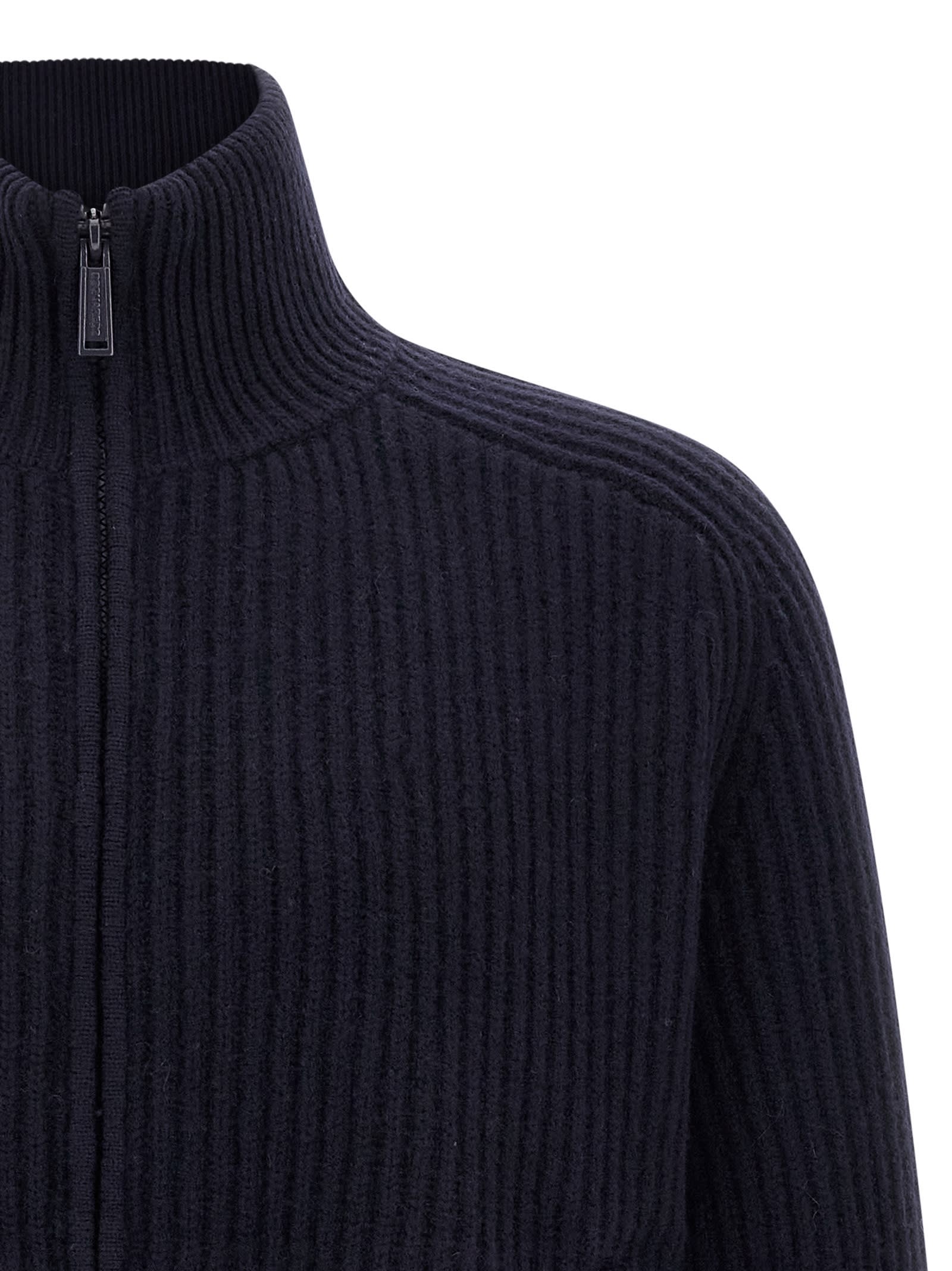 Dsquared2 Carded Wool Insert Cardigan In Multi