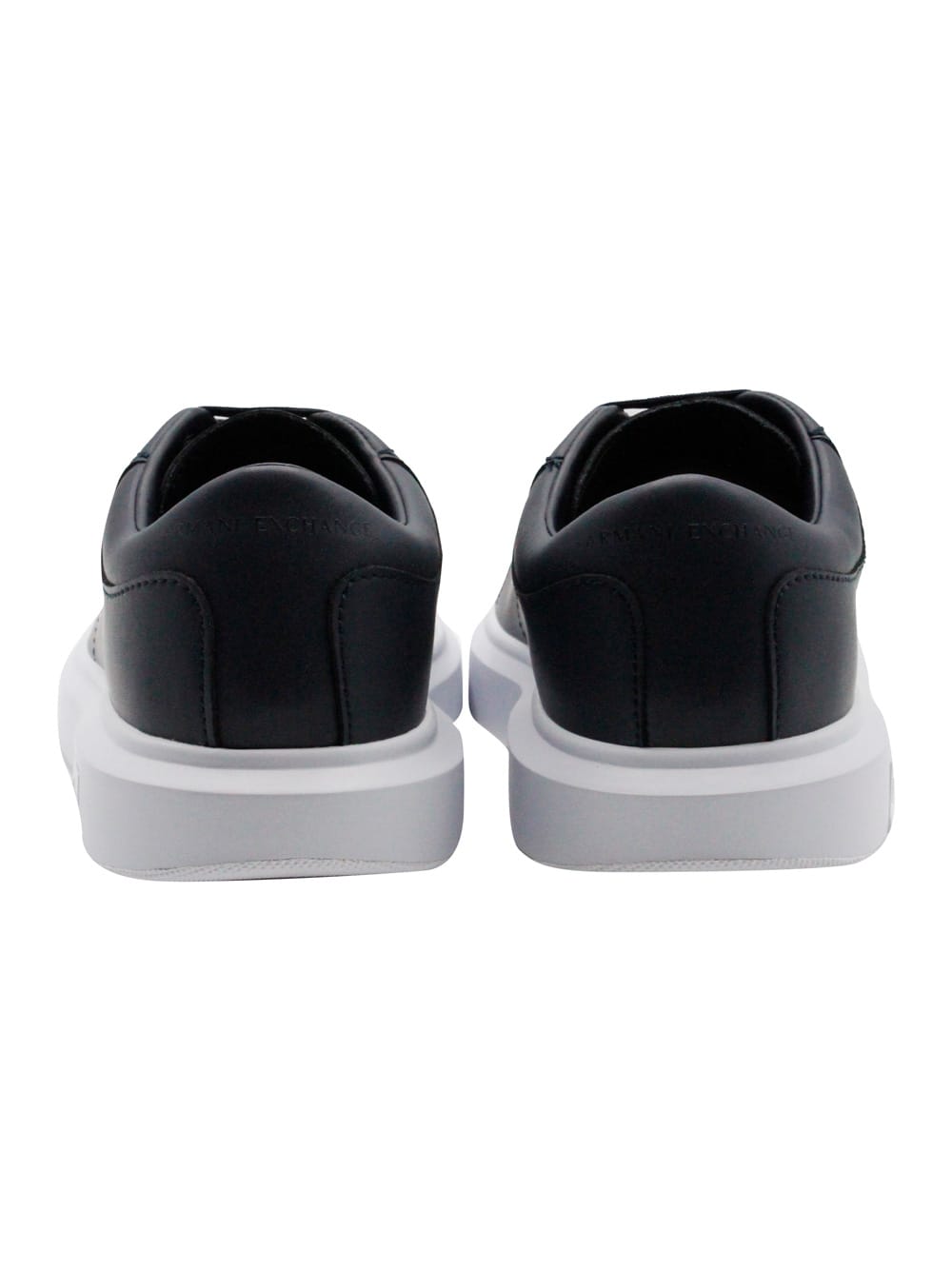 Shop Armani Collezioni Leather Sneakers With Matching Box Sole And Lace Closure. Small Logo On The Tongue And Back In Blu