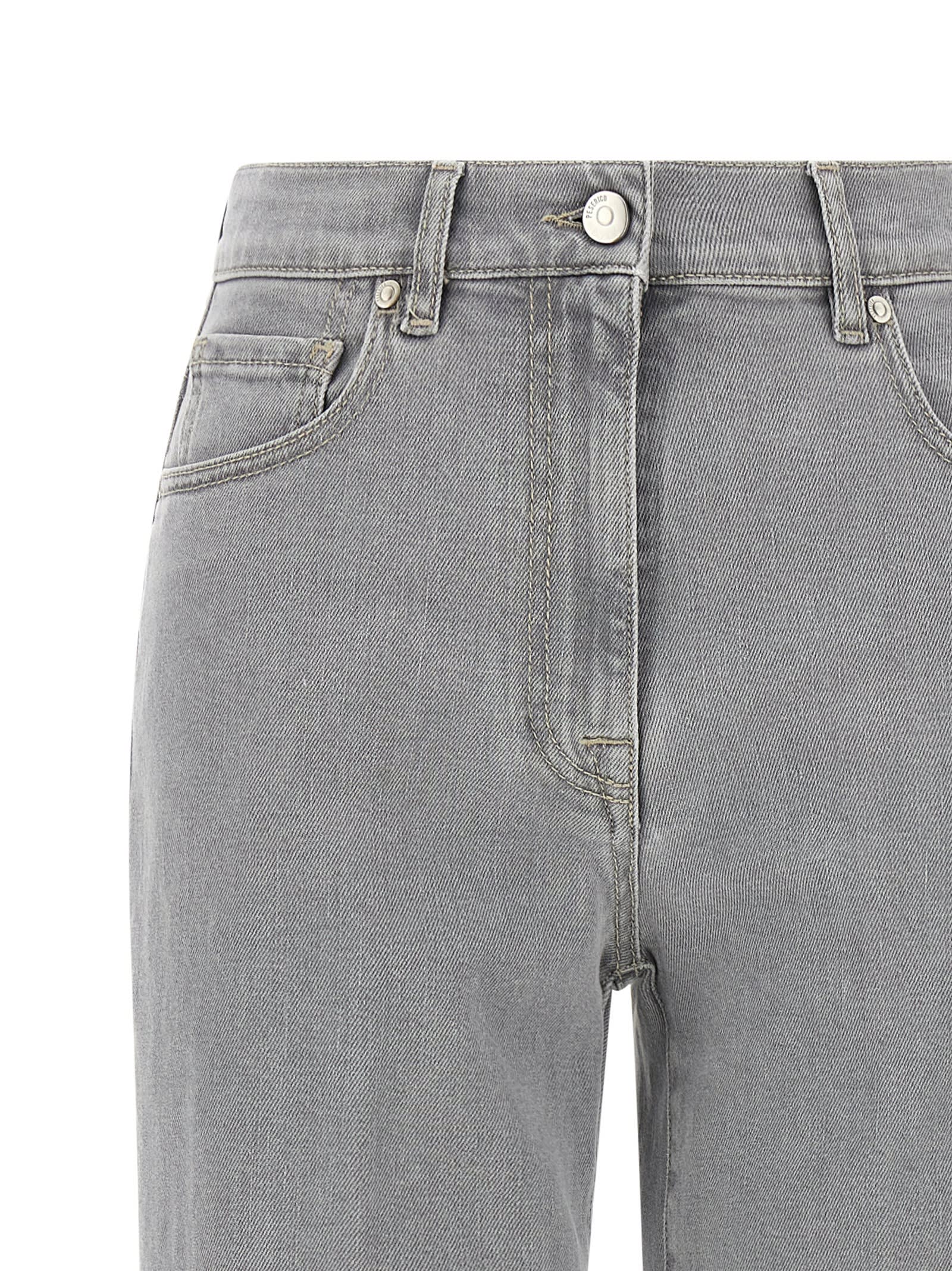 Peserico Stretch Denim Trousers With Back Patch Pocket In Gray