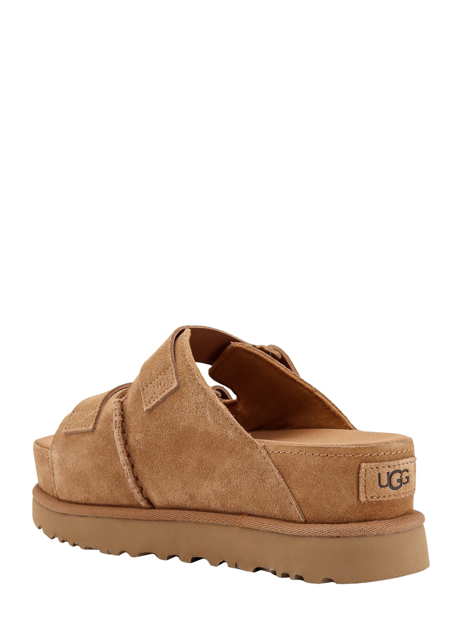 Shop Ugg W Goldenstar Hi Slide Sandals In Brown