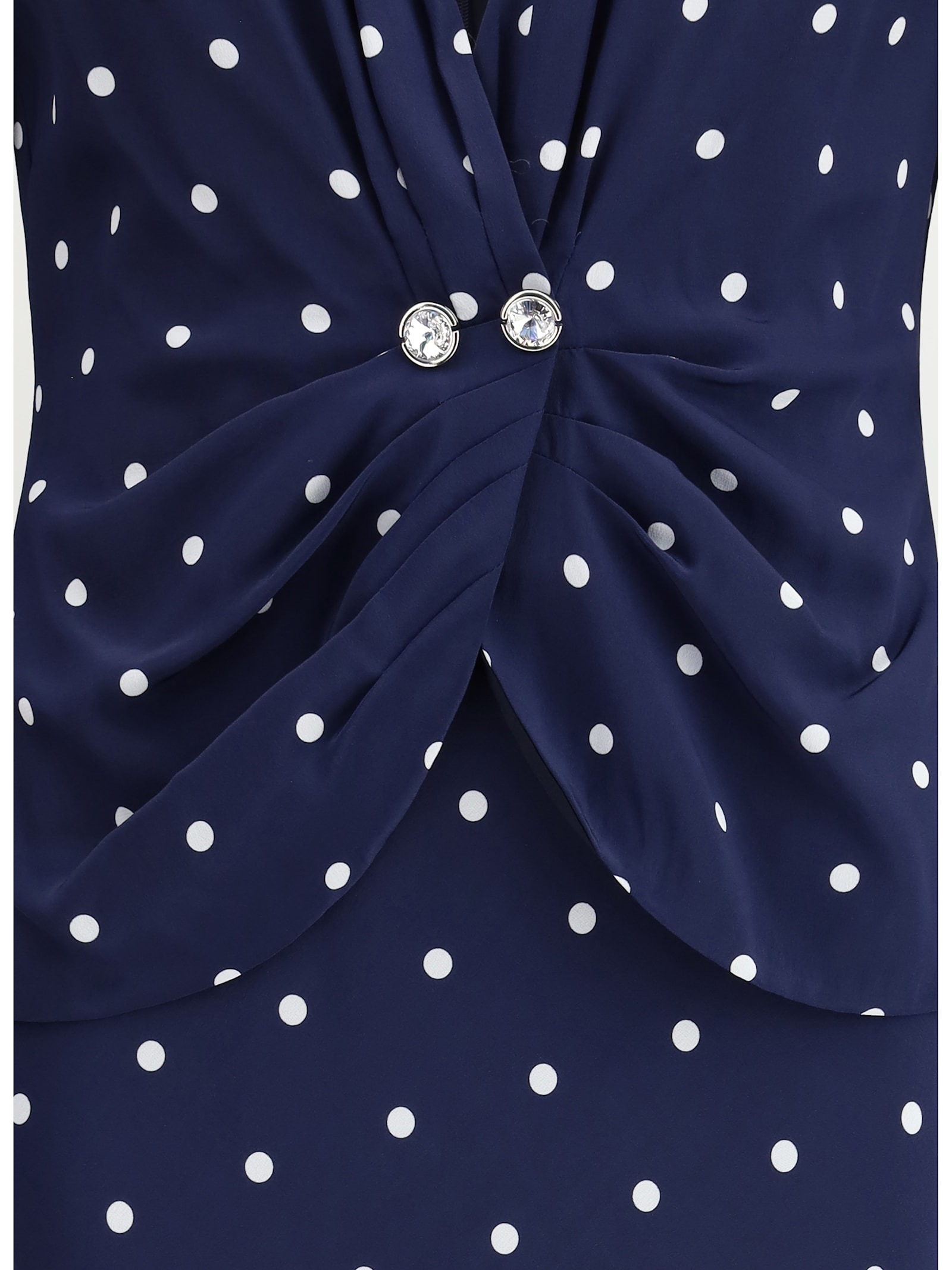 Alessandra Rich Dotted Dress With V-neck And Buttons In Blue