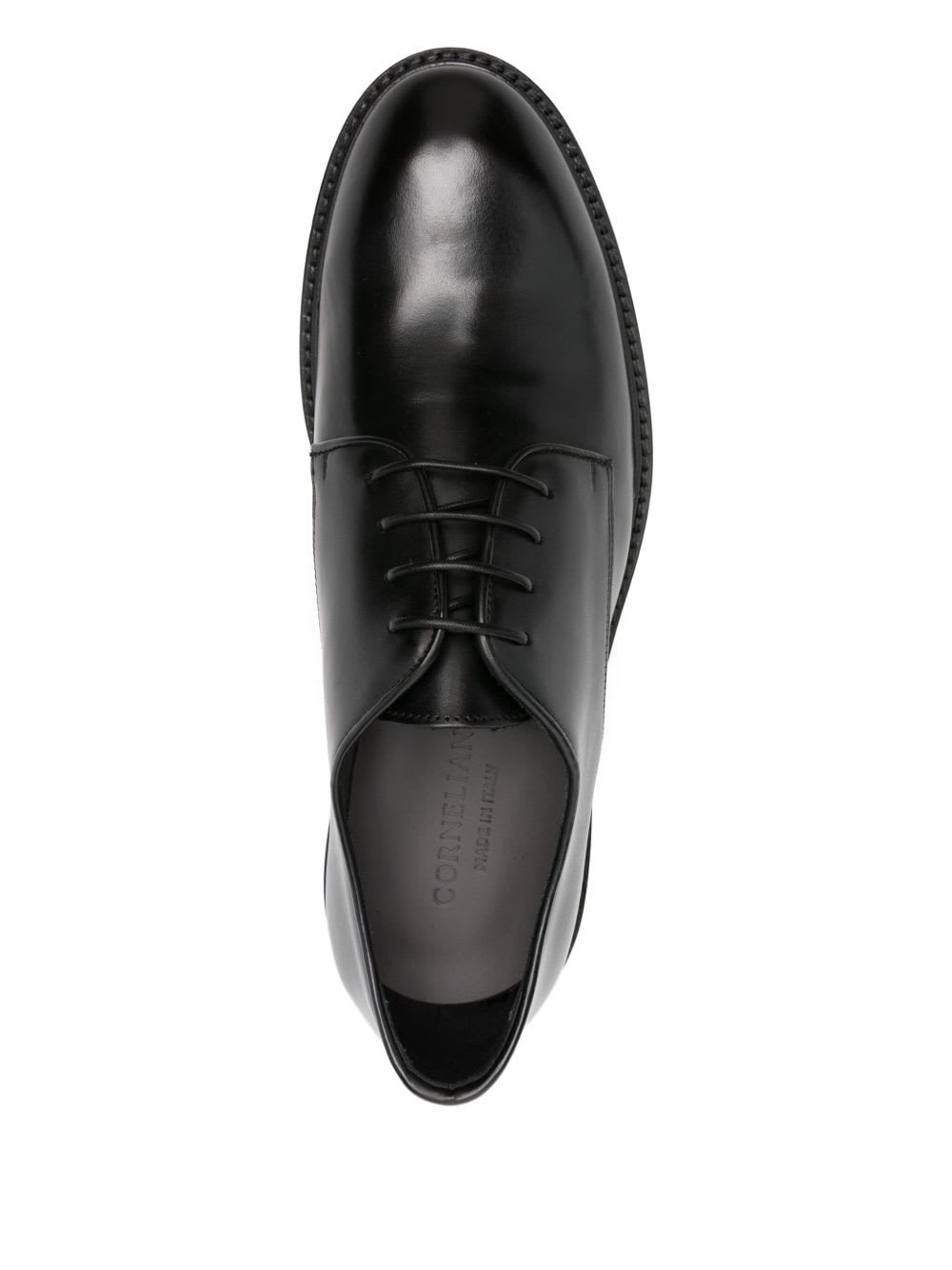 Corneliani Leather Derby Shoes In Black