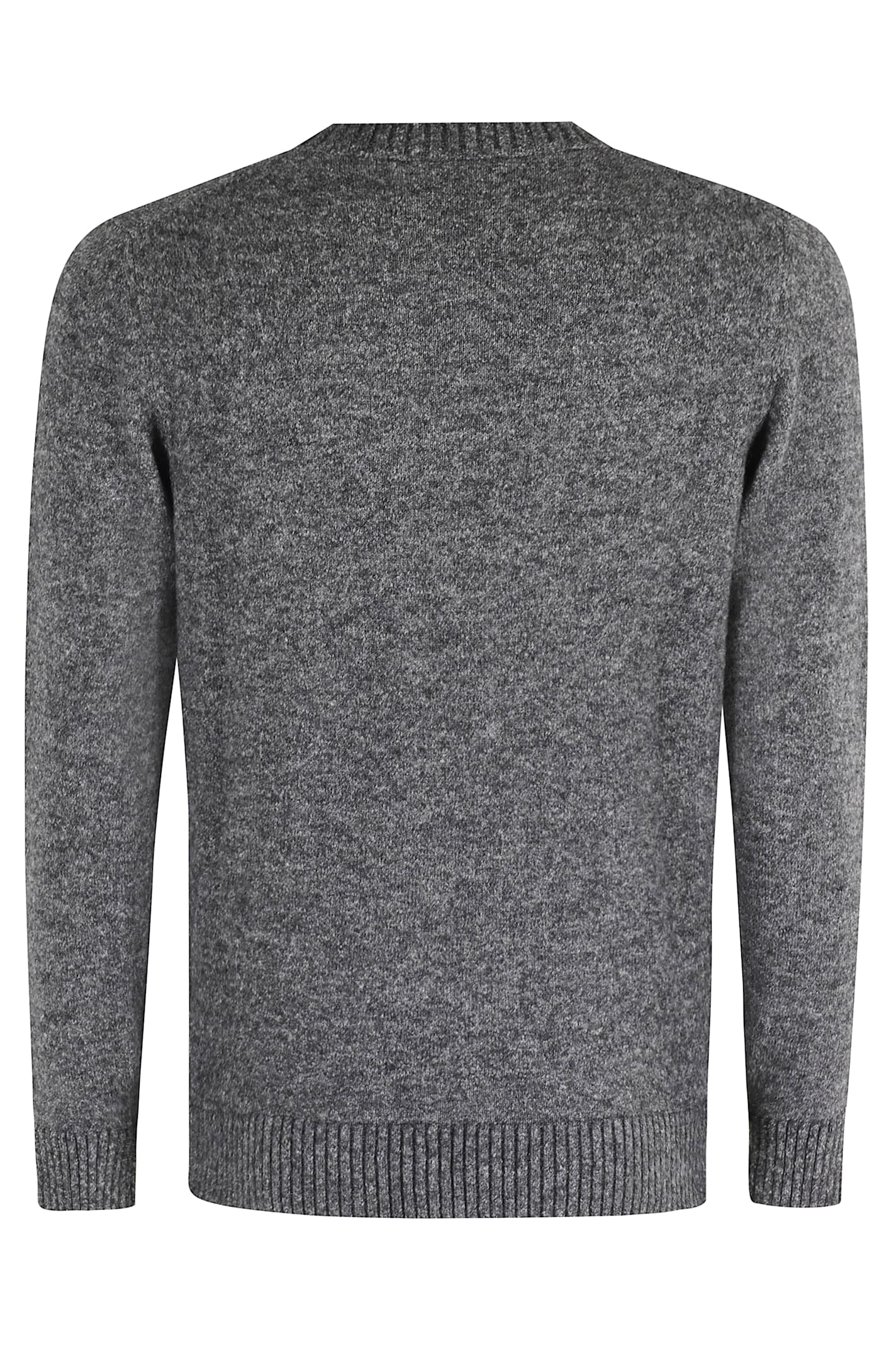 Kangra Cashmere Kangra Crew Neck Sweater With Textured Melange Finish In Gray
