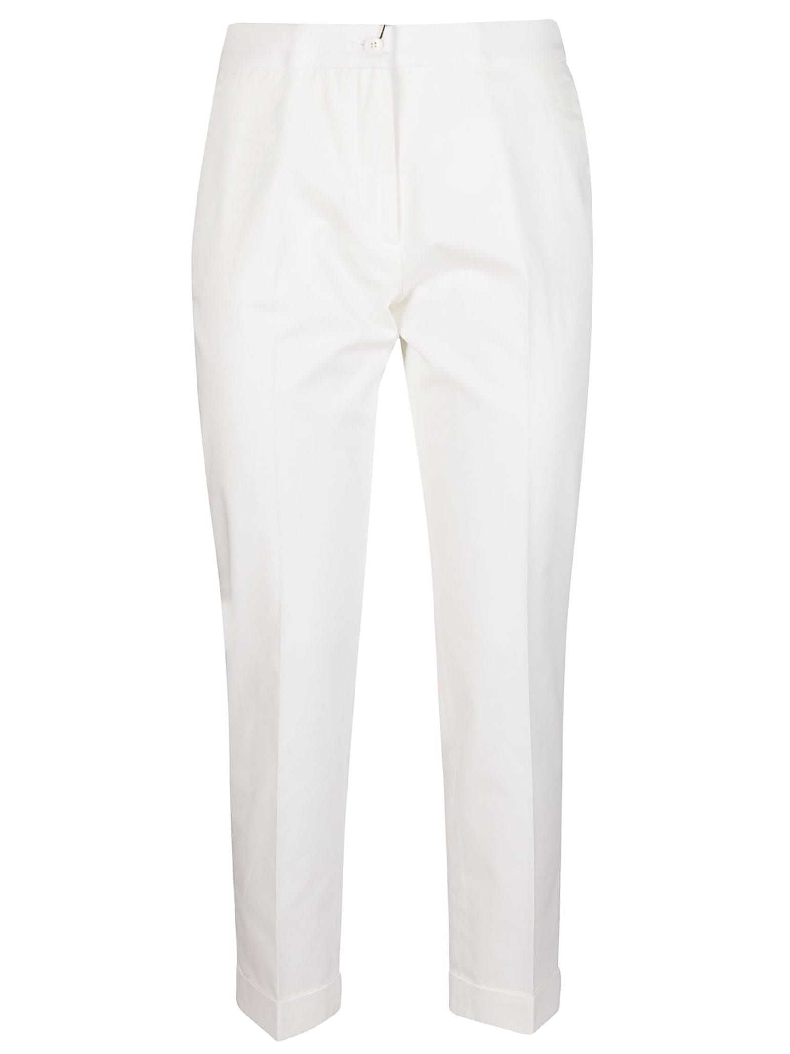 Etro White Stretch Cotton Trousers