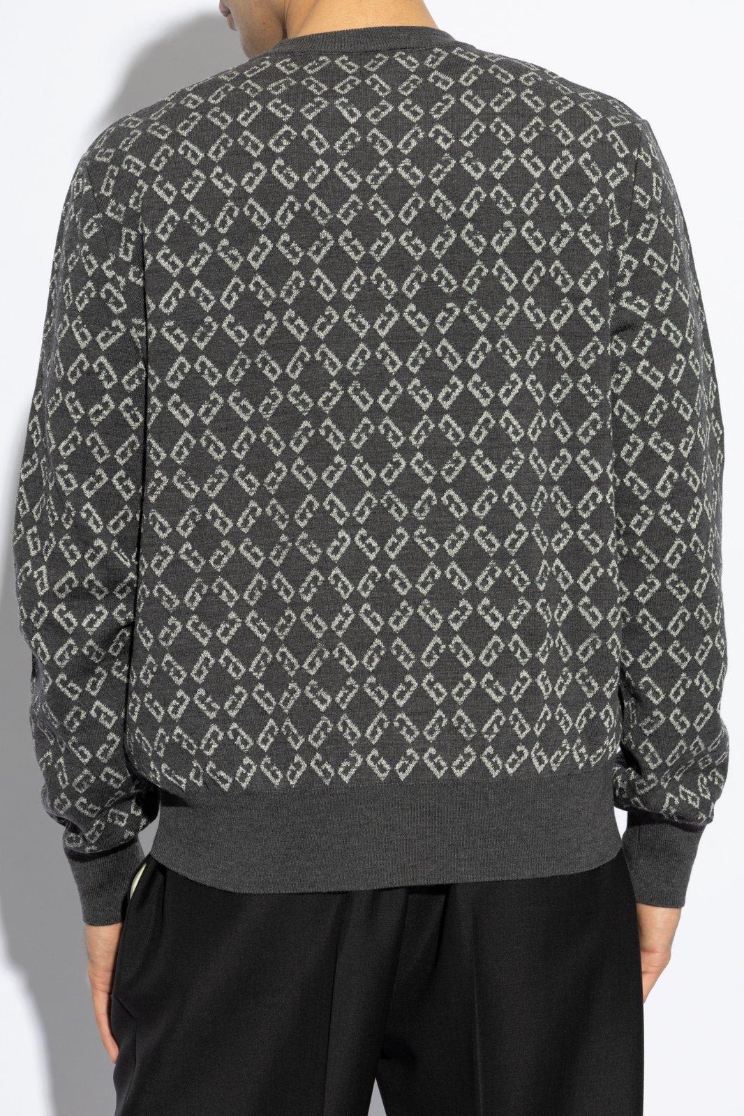 Givenchy Monogram 72 Kacquard Knit Sweater In Medium Grey