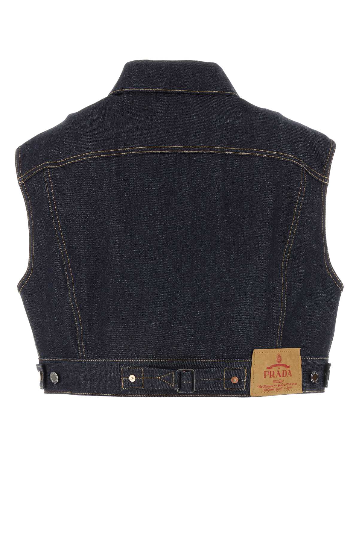 Shop Prada Denim Vest In Bleu