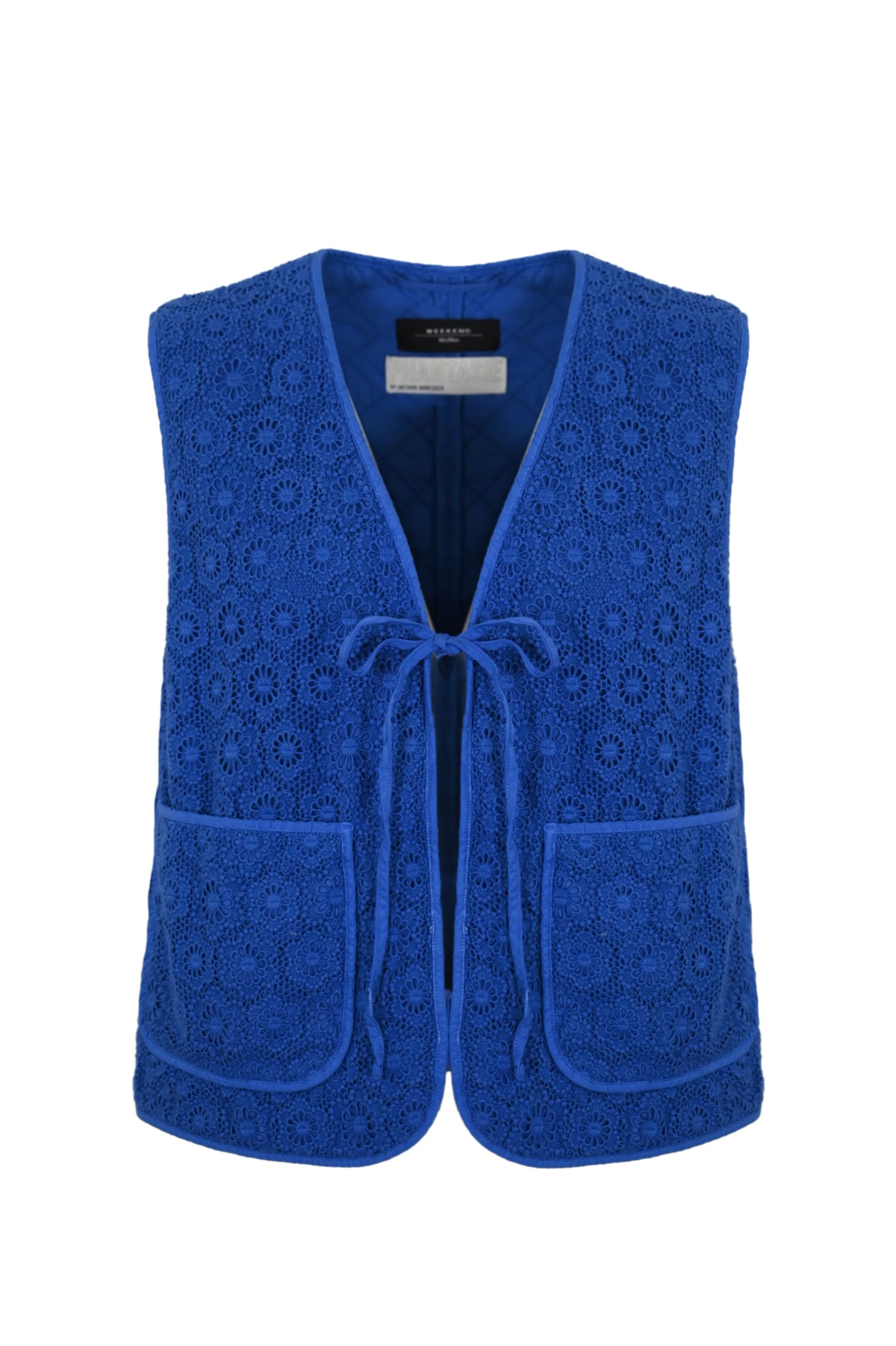 Shop Weekend Max Mara Lory Vest In Macrame Lace In Tinto Bluette
