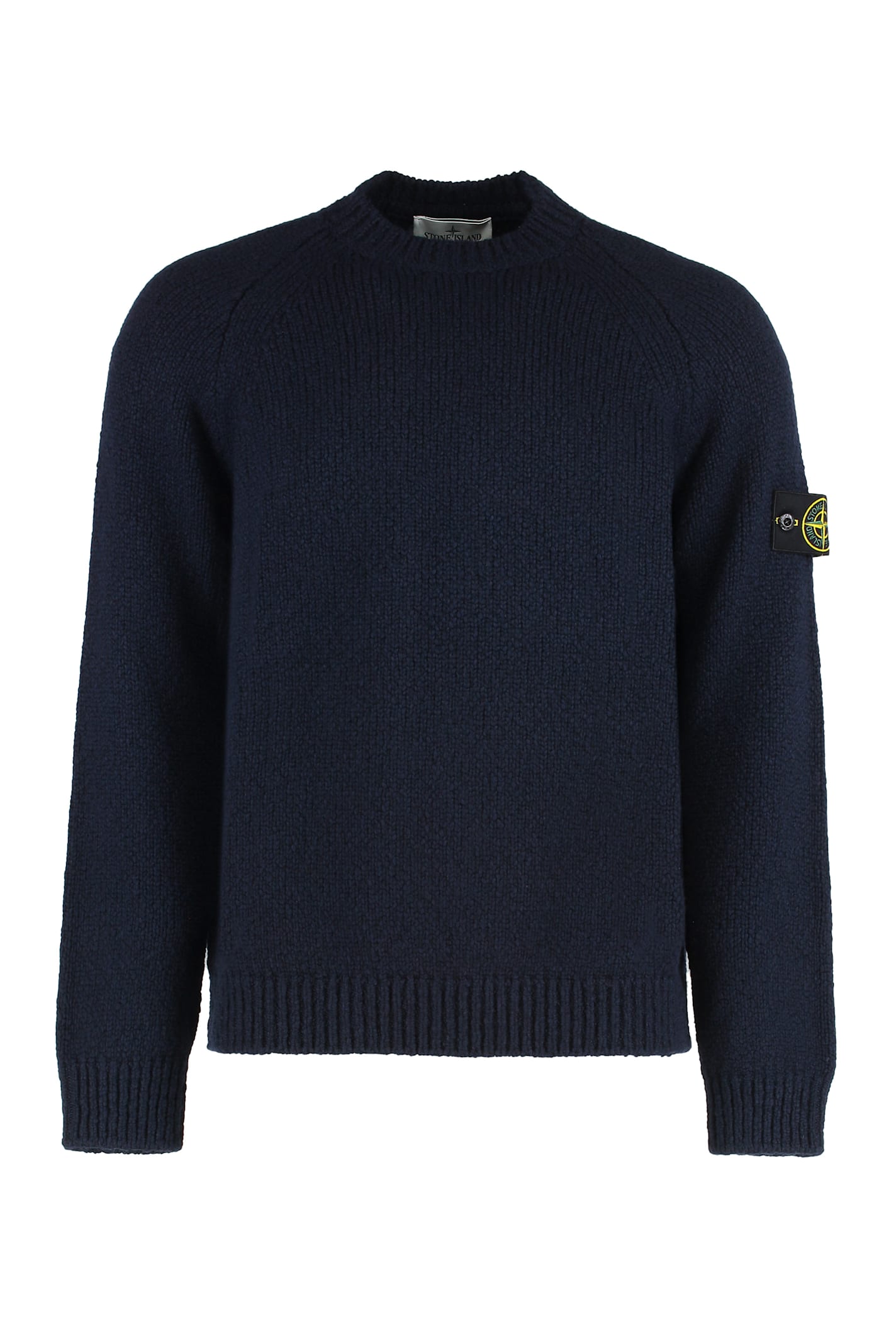 Stone Island Sweater With Round Neck In Mixed Wool In Blue