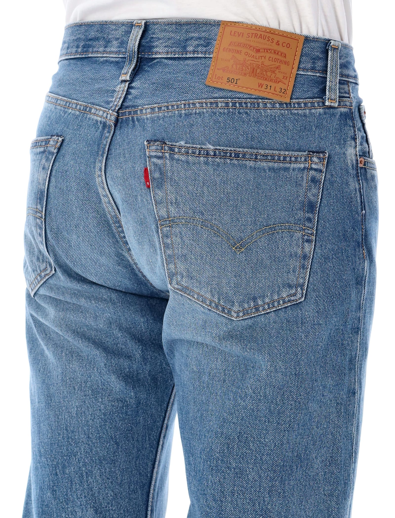 Levi's Blue Cotton Denim 501 Jeans In Blue