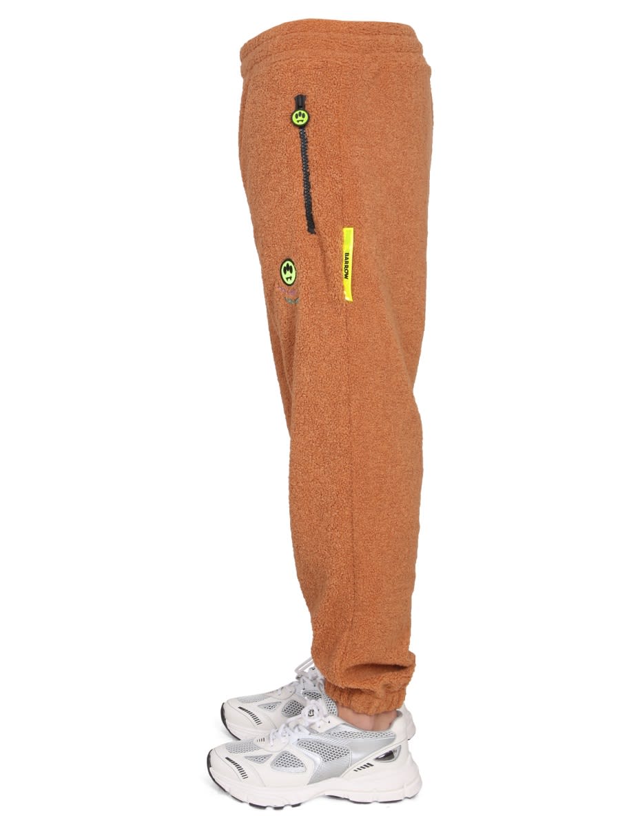 Barrow Textured Fabric Jogging Pants With Elastic Waistband In Orange