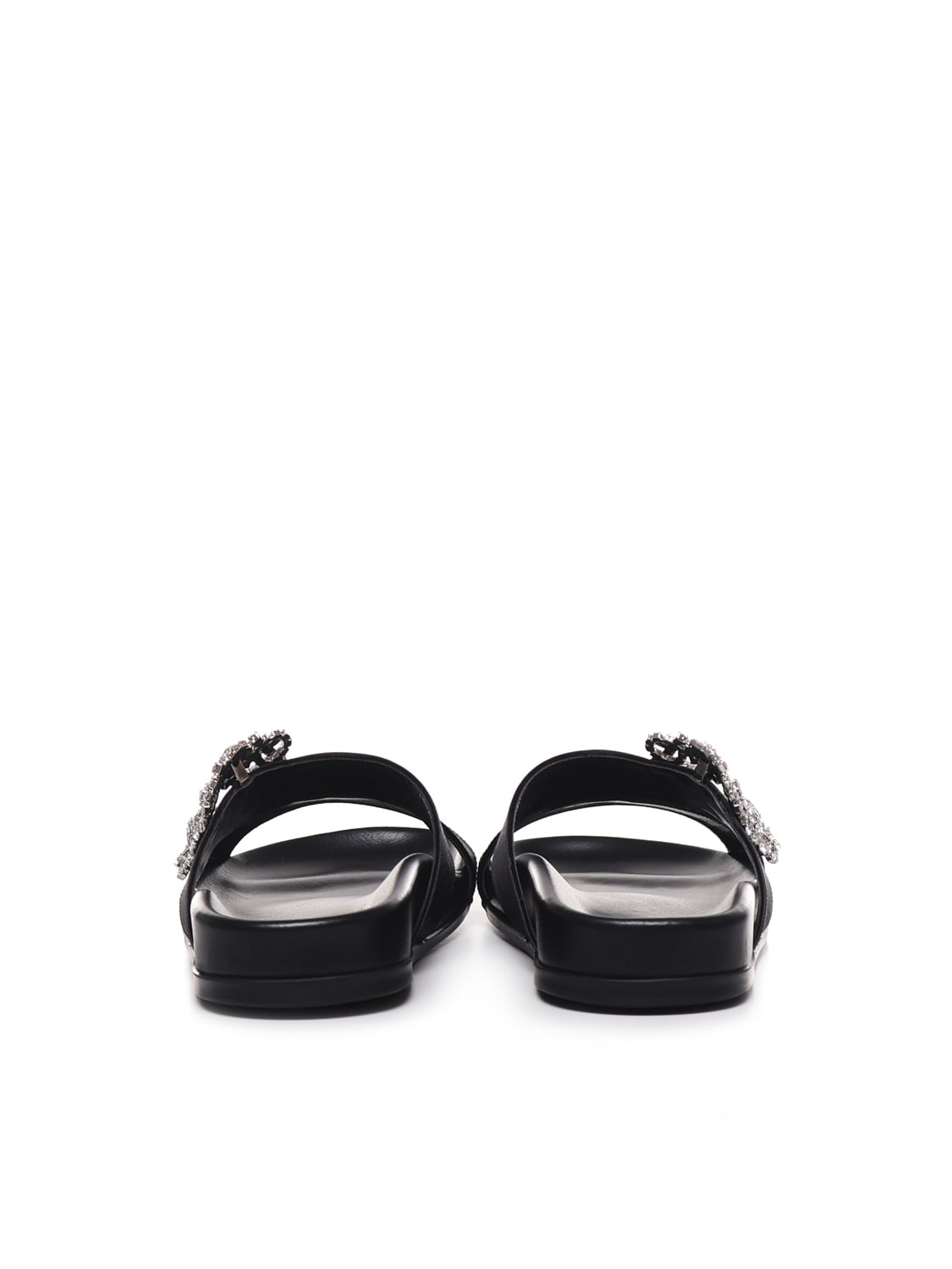 Shop Manolo Blahnik Chilanghi Flat Sandals In Black