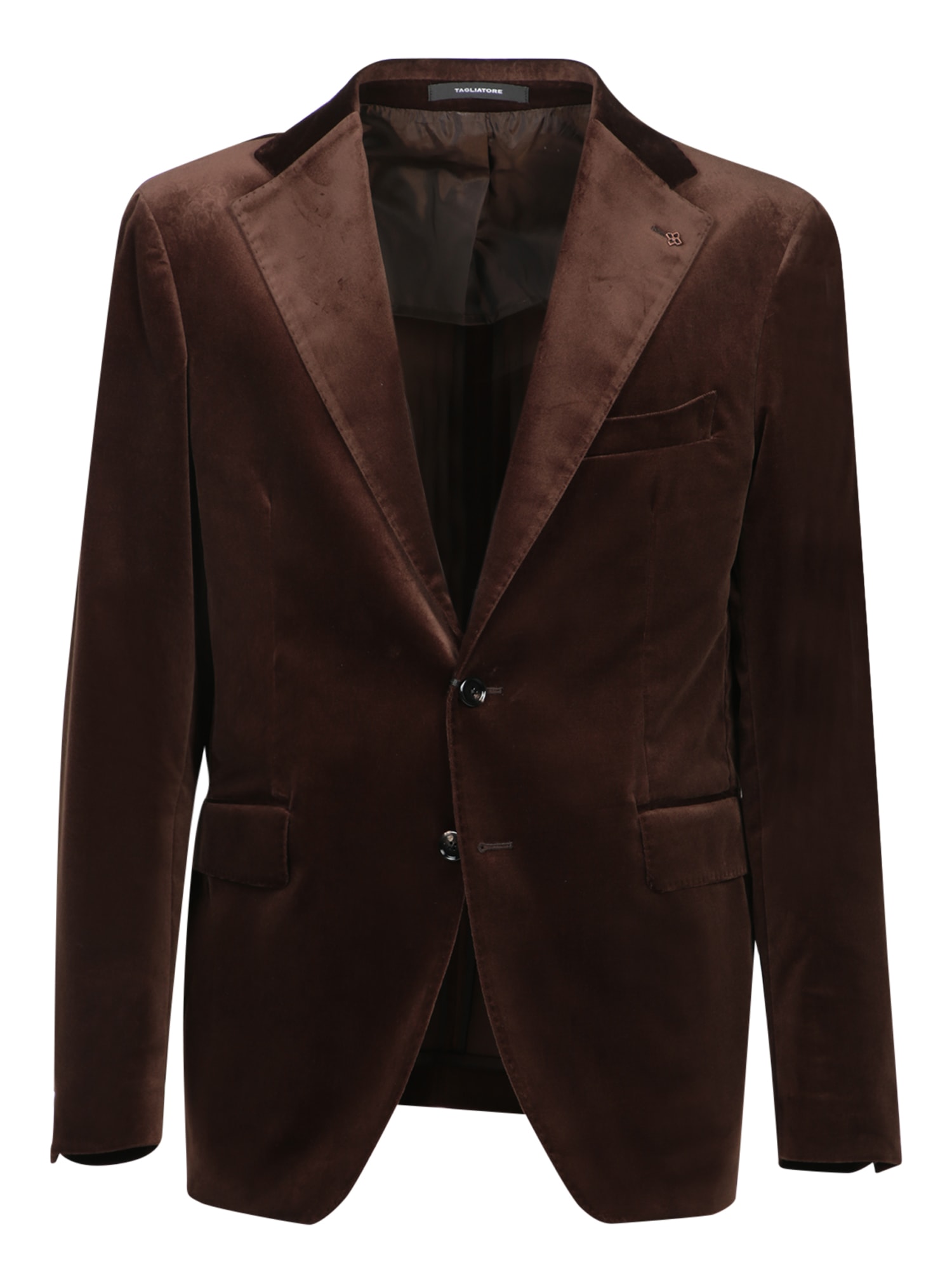 Shop Tagliatore Brown Velvet Jacket