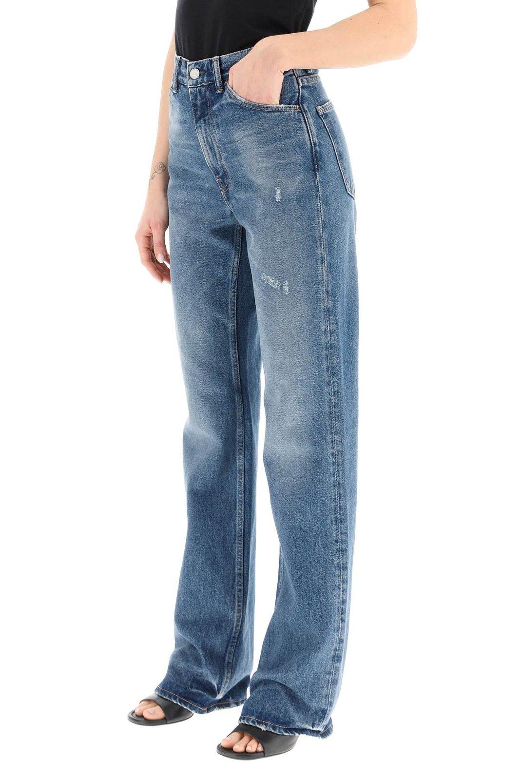 Shop Acne Studios Distressed Mid-rise Jeans In Blue