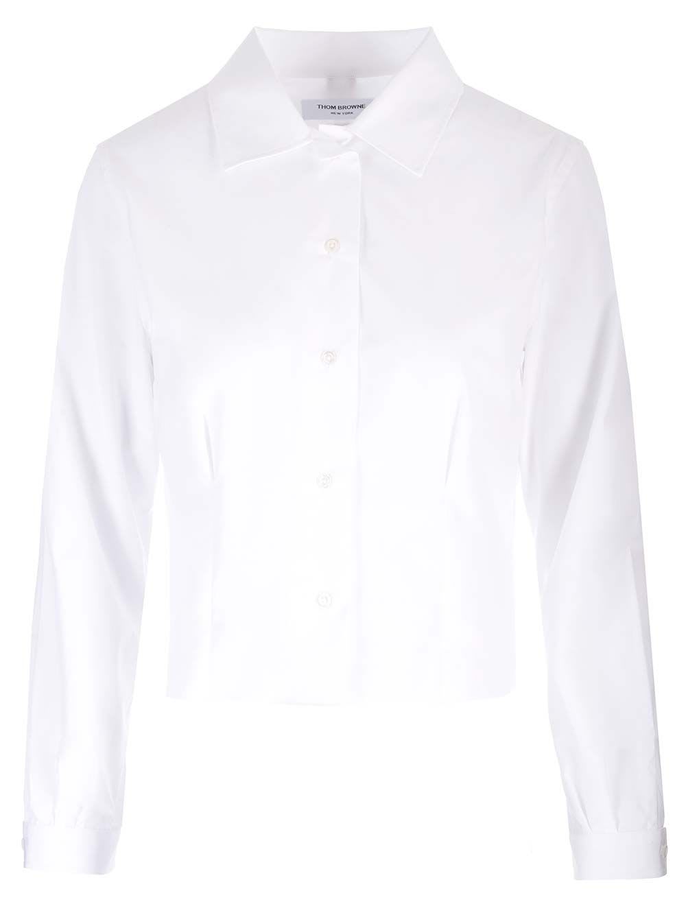 Shop Thom Browne Cropped Shirt In White