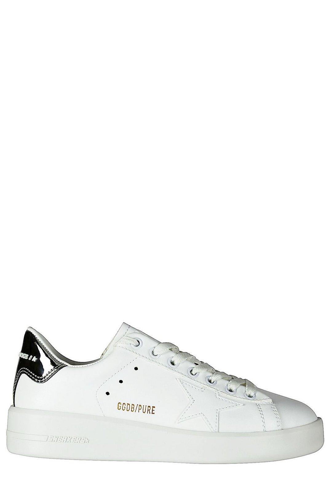 Golden Goose Logo Printed Lace-up Sneakers In White/silver