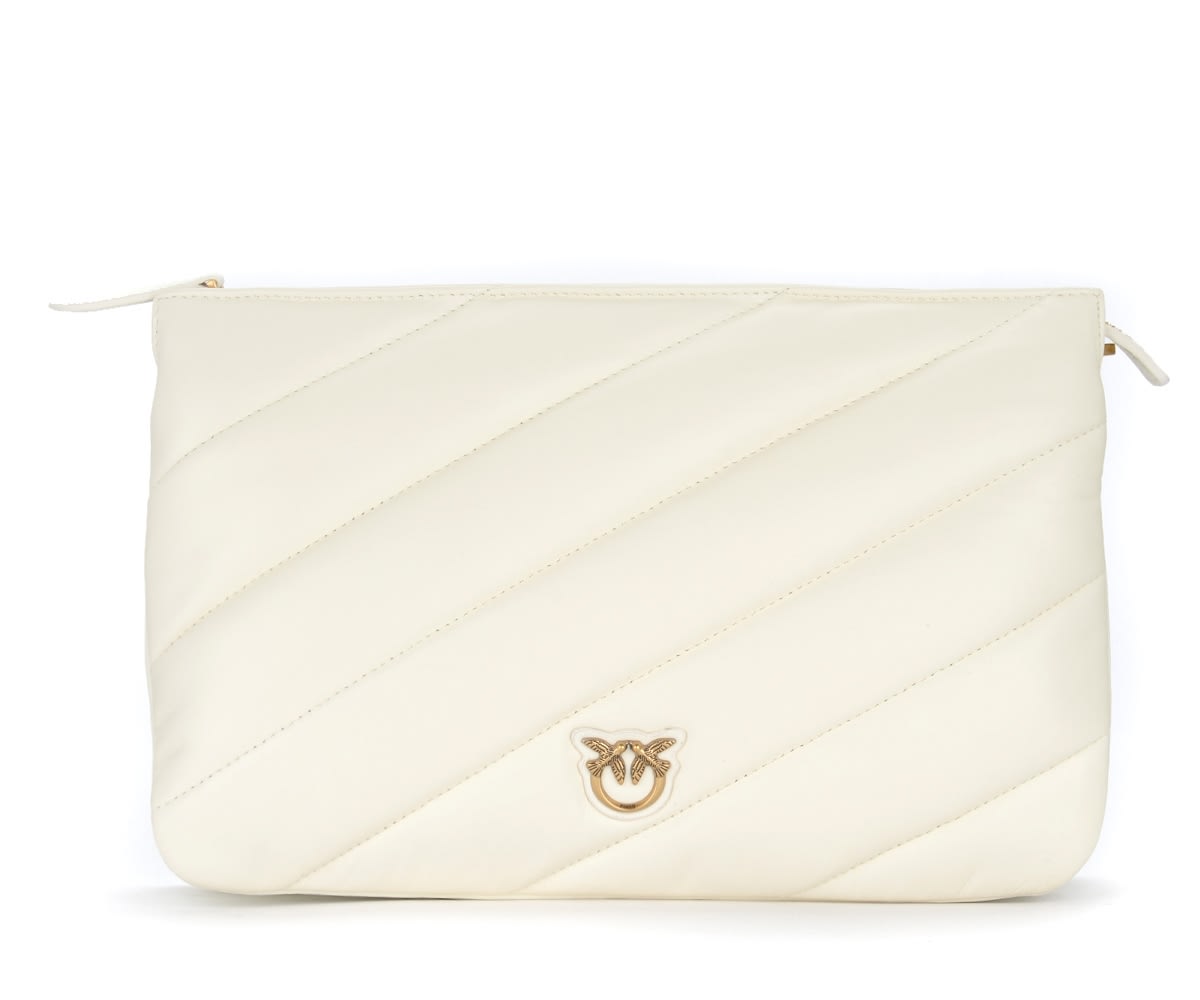 Pinko Medium Twins Bag In Ivory Quilted Nappa