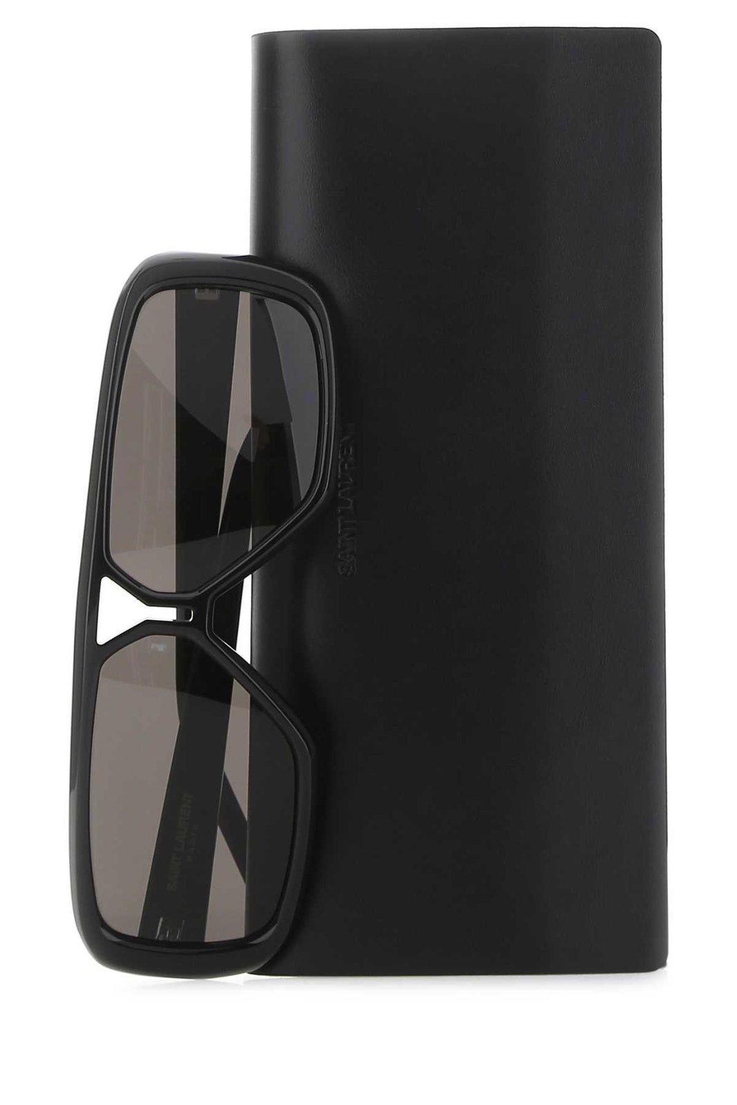 Shop Saint Laurent Sl 569 Y Aviator Sunglasses In Black