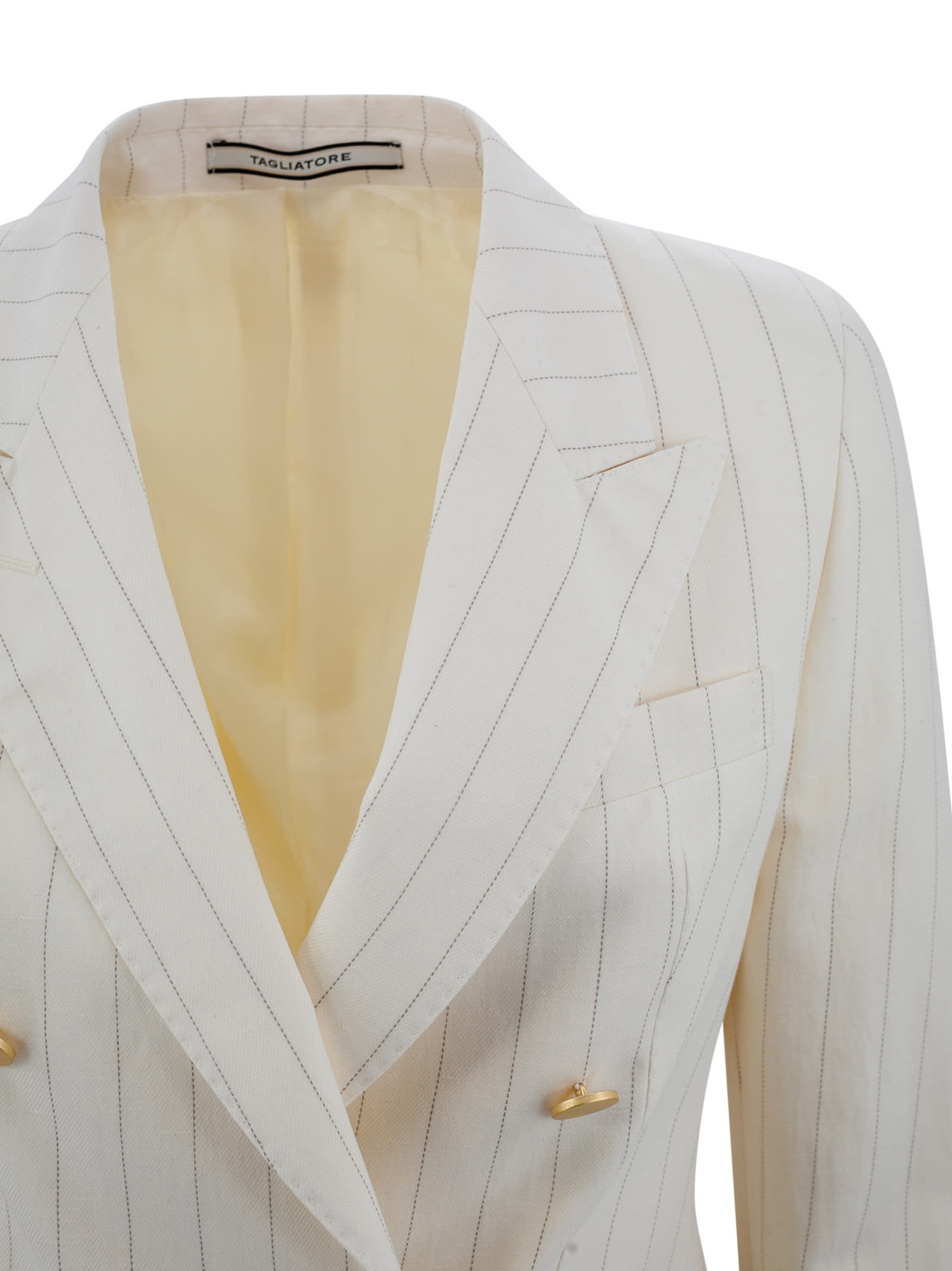 Shop Tagliatore Double-breasted Linen Suit In White