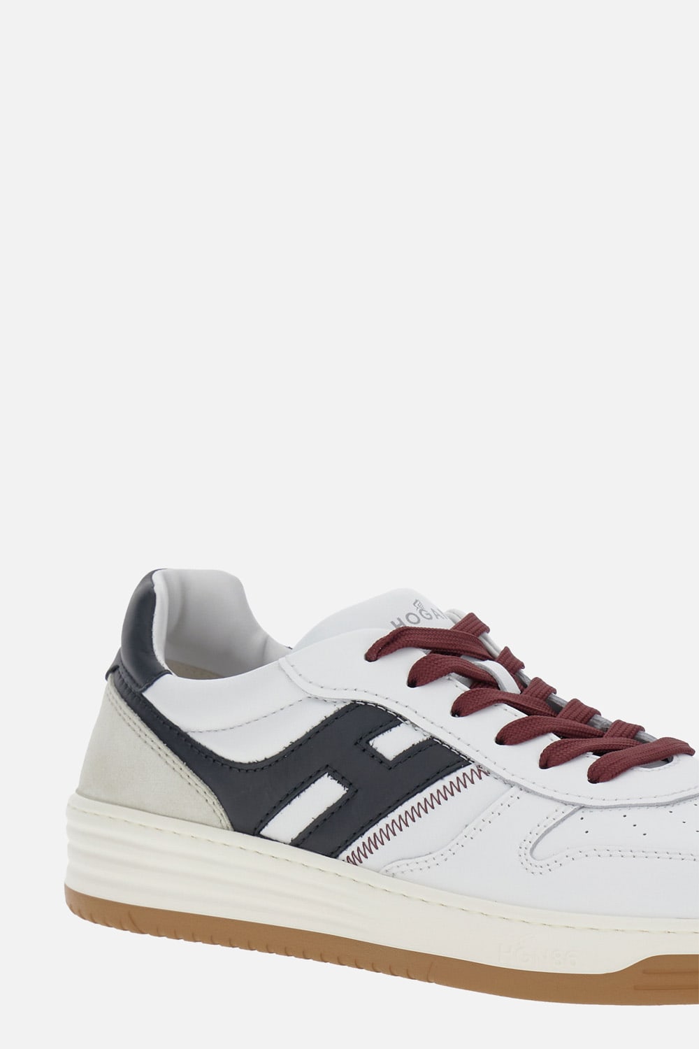 Hogan Leather Sneakers With Contrast Sole And Stitching In White