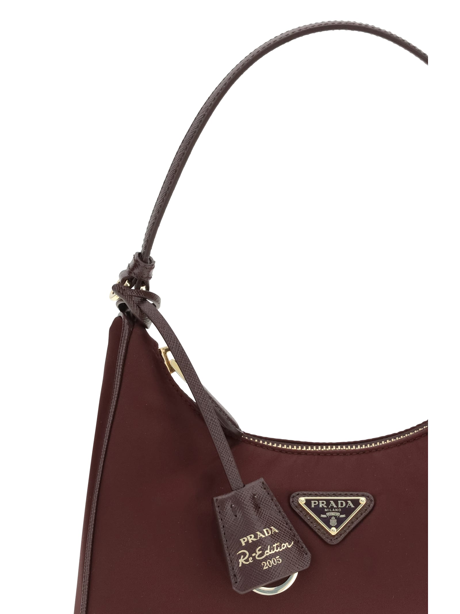 Prada Re-nylon Shoulder Bag In Burgundy
