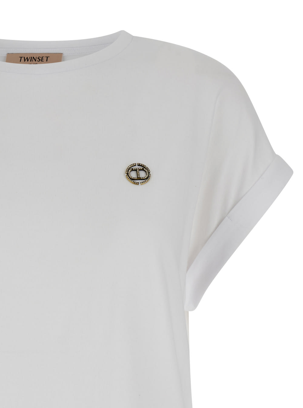 Shop Twinset White T-shirt With Logo Placque In Cotton Woman